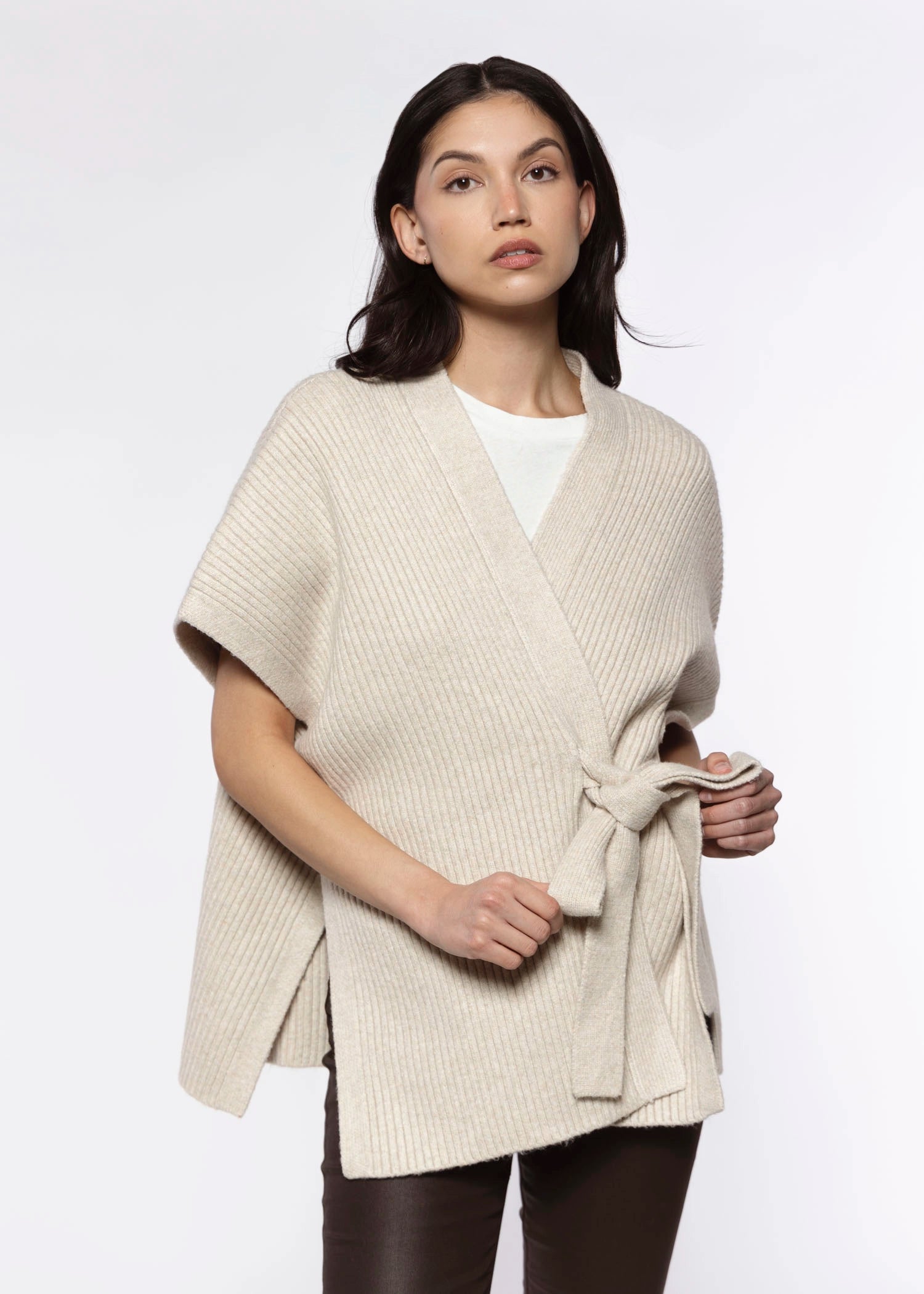 swatch_Cream belted cardigan sweaters