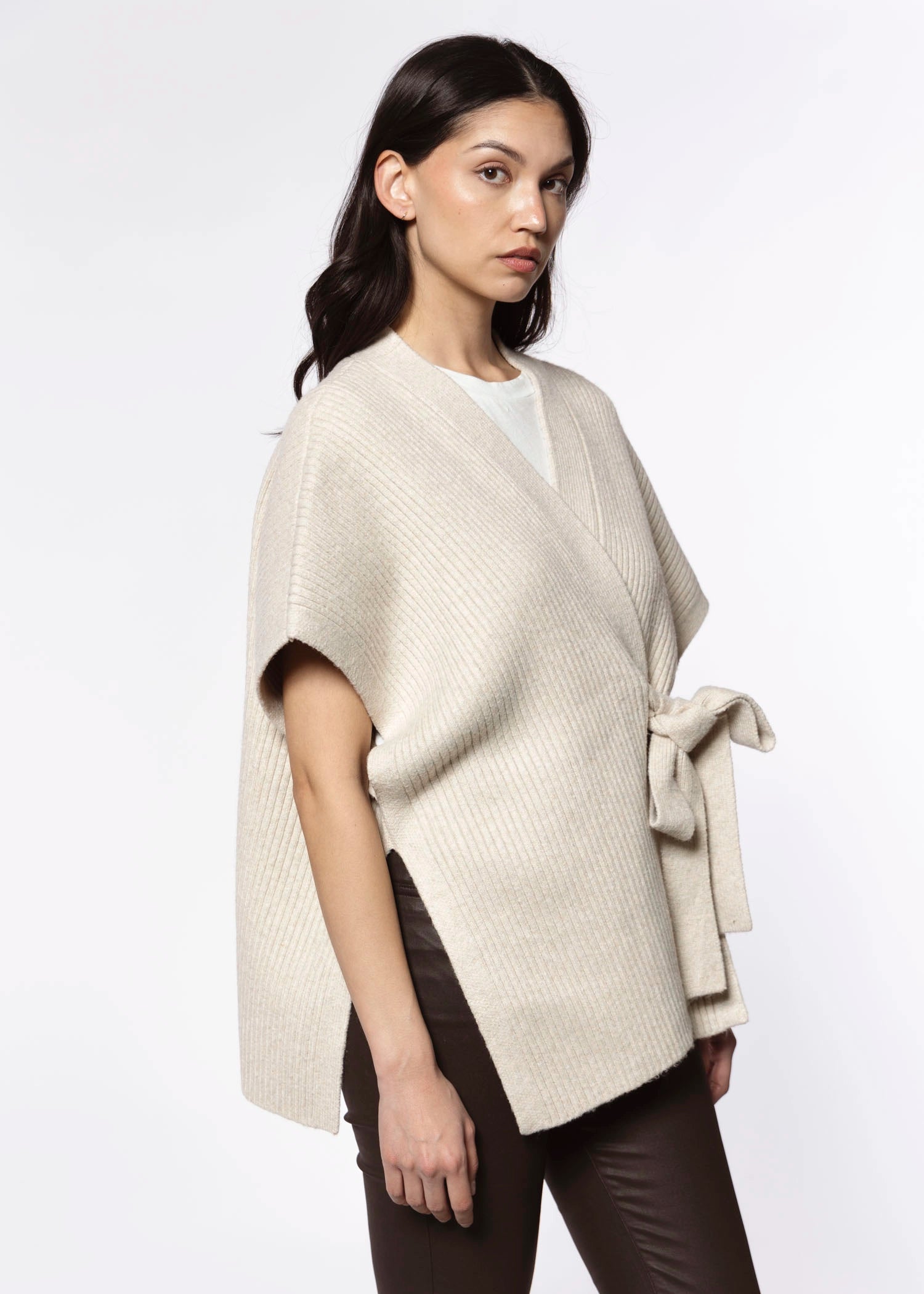 swatch_Cream belted cardigan sweaters