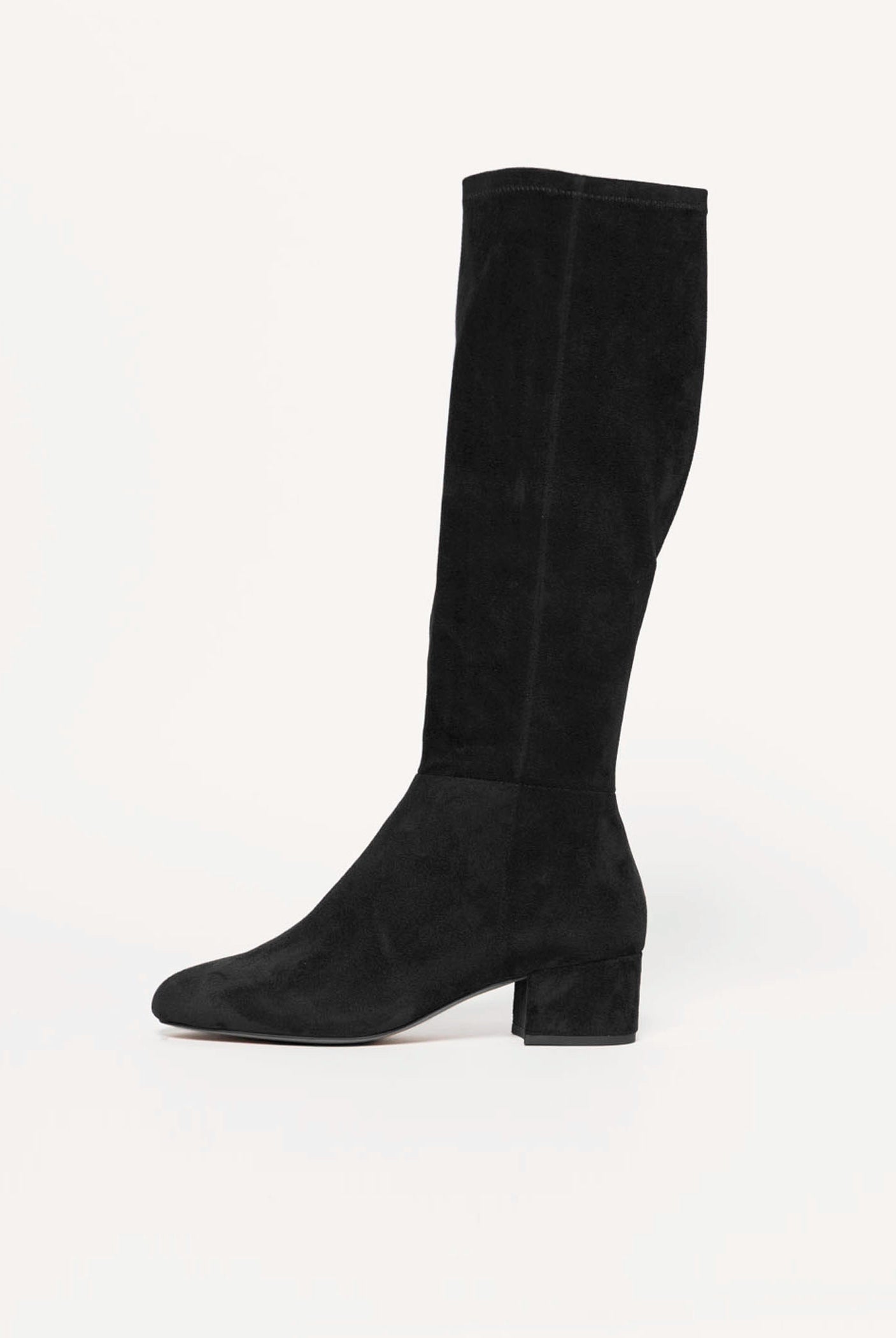 swatch_Black Stretch gold stretch knee high boots