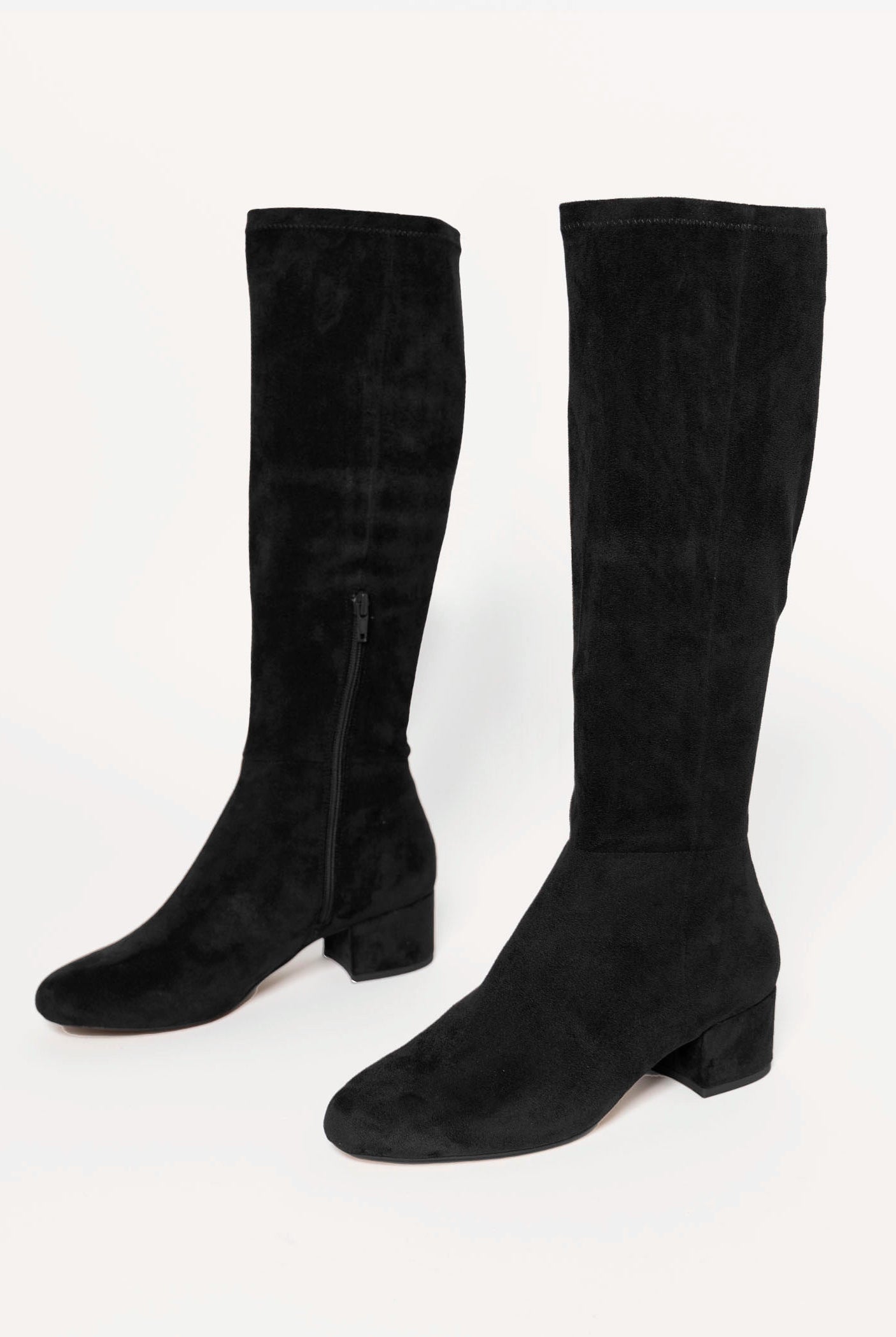 swatch_Black Stretch gold stretch knee high boots