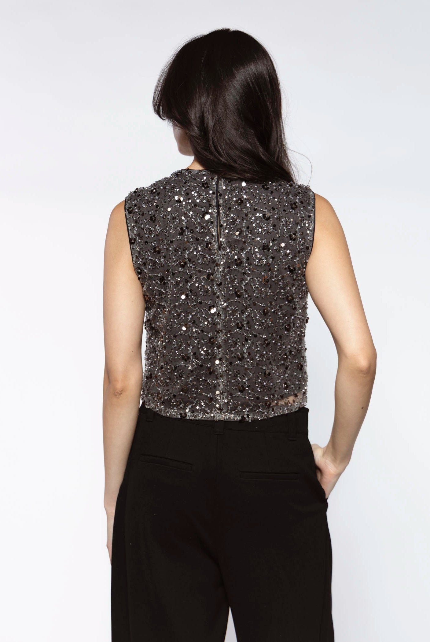 swatch_Gunmetal sequin mesh crop top