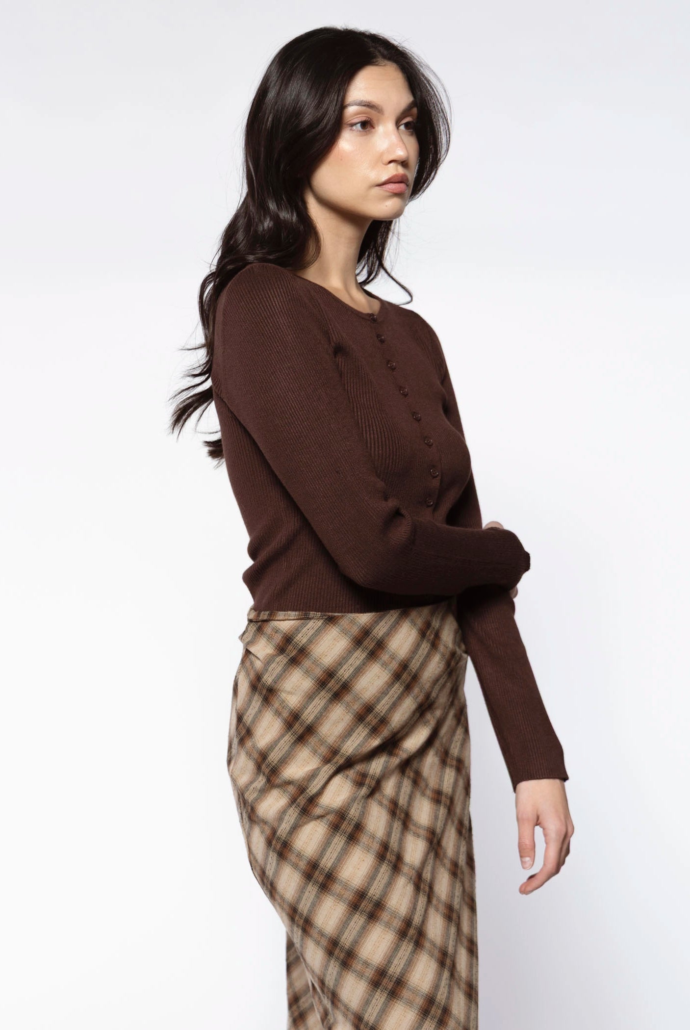 swatch_chocolate ribbed cardigan