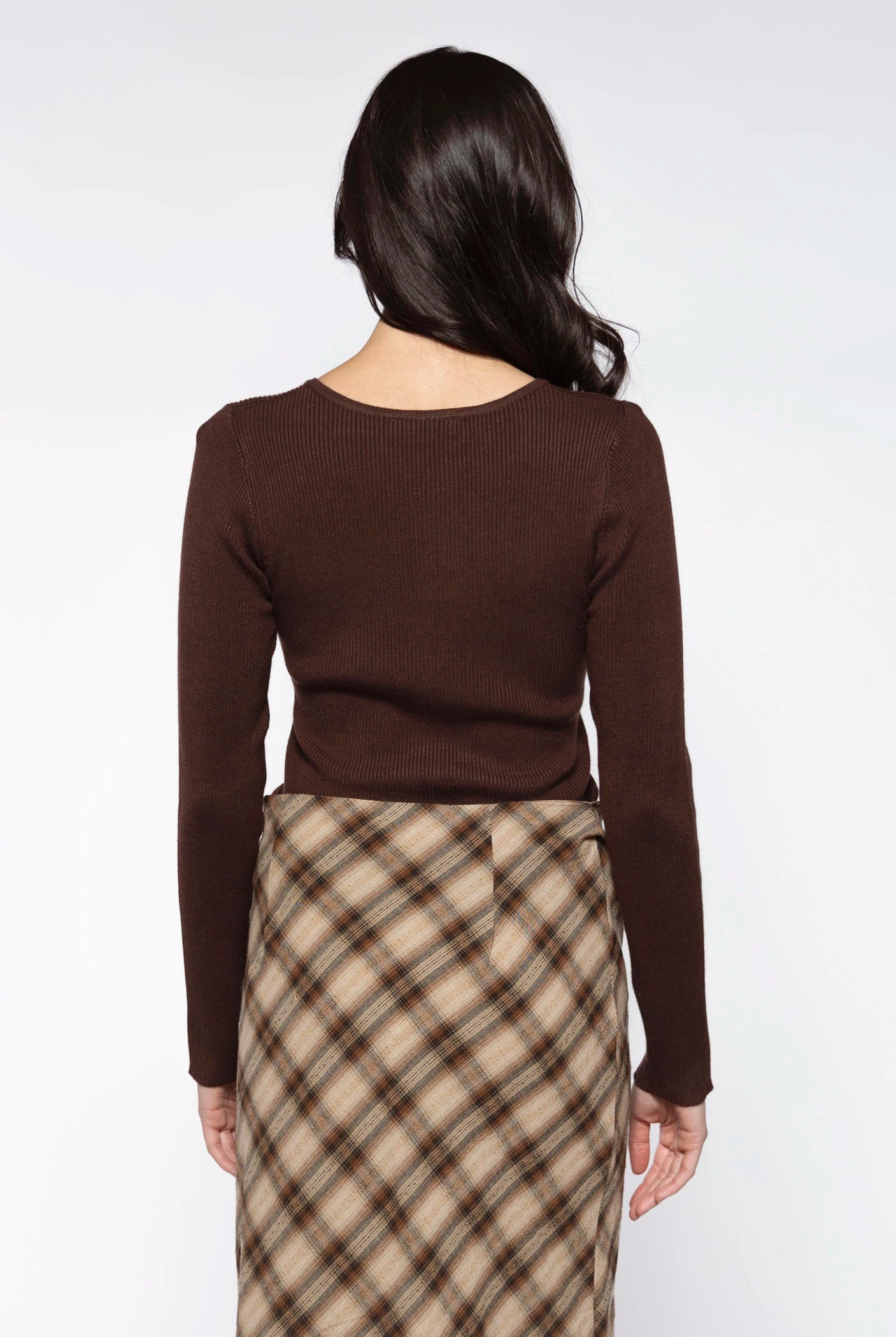 swatch_chocolate ribbed cardigan