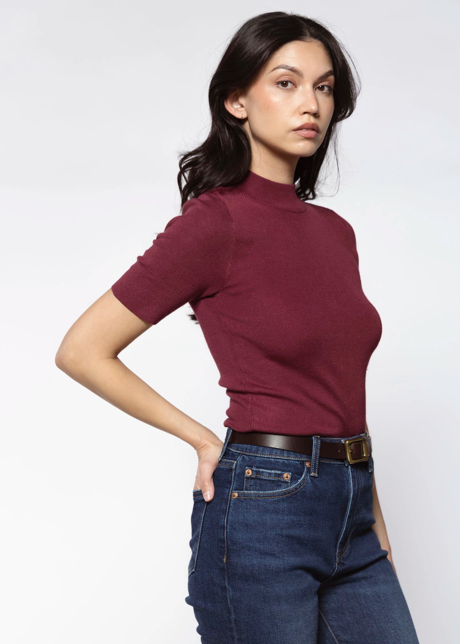 swatch_Wine short sleeve sweater