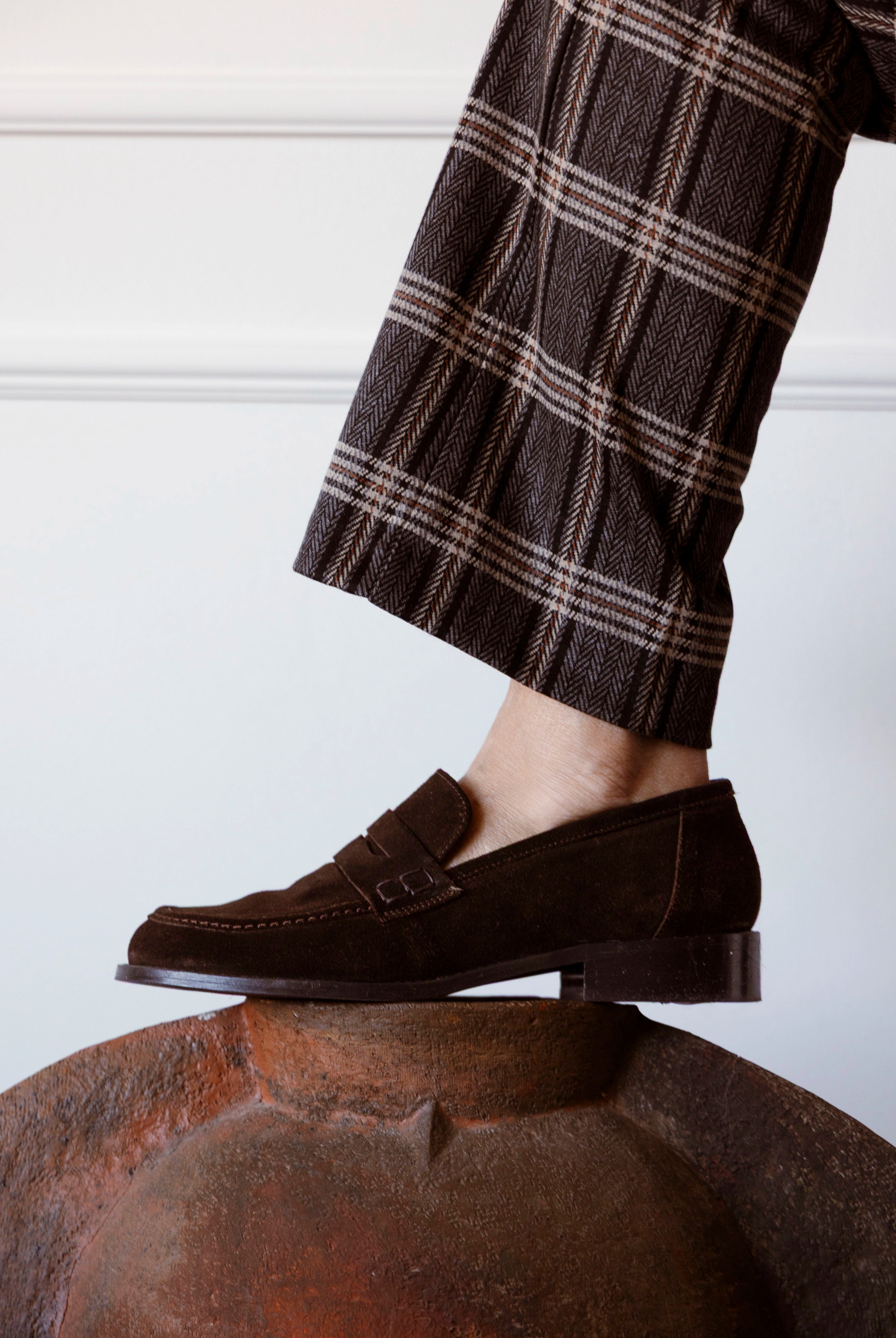 swatch_Chocolate Suede louisa penny loafer flat shoes