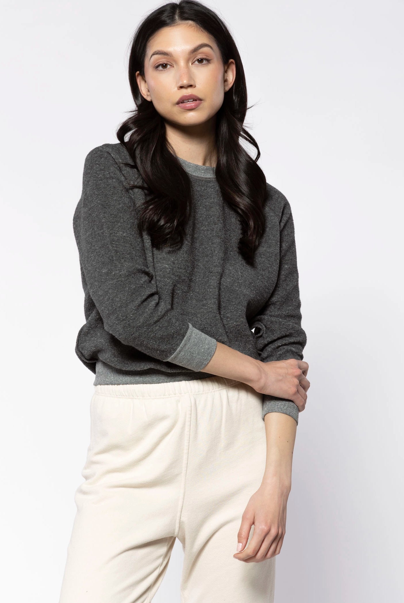 swatch_Dark Grey ziggy reverse fleece sweatshirt