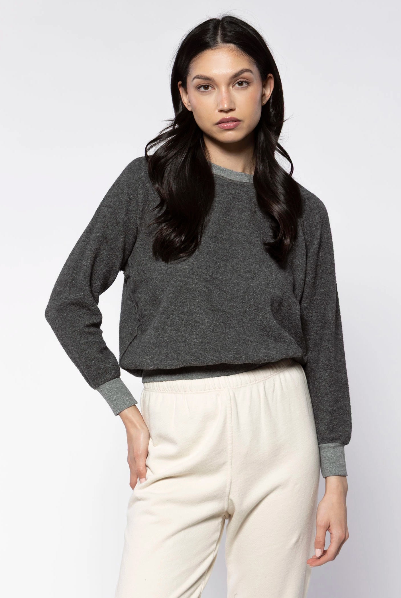 swatch_Dark Grey ziggy reverse fleece sweatshirt