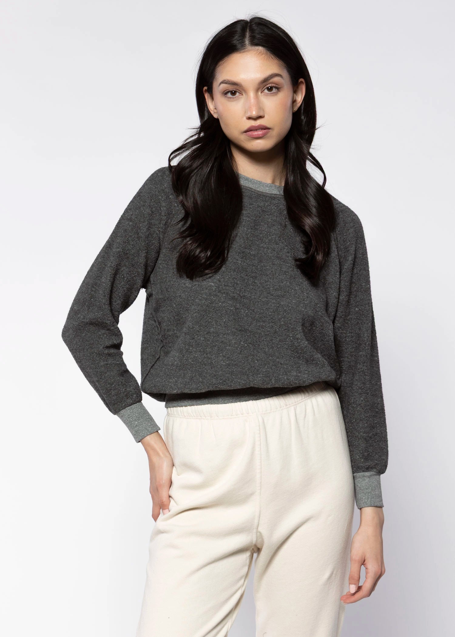 swatch_Dark Grey ziggy reverse fleece sweatshirt