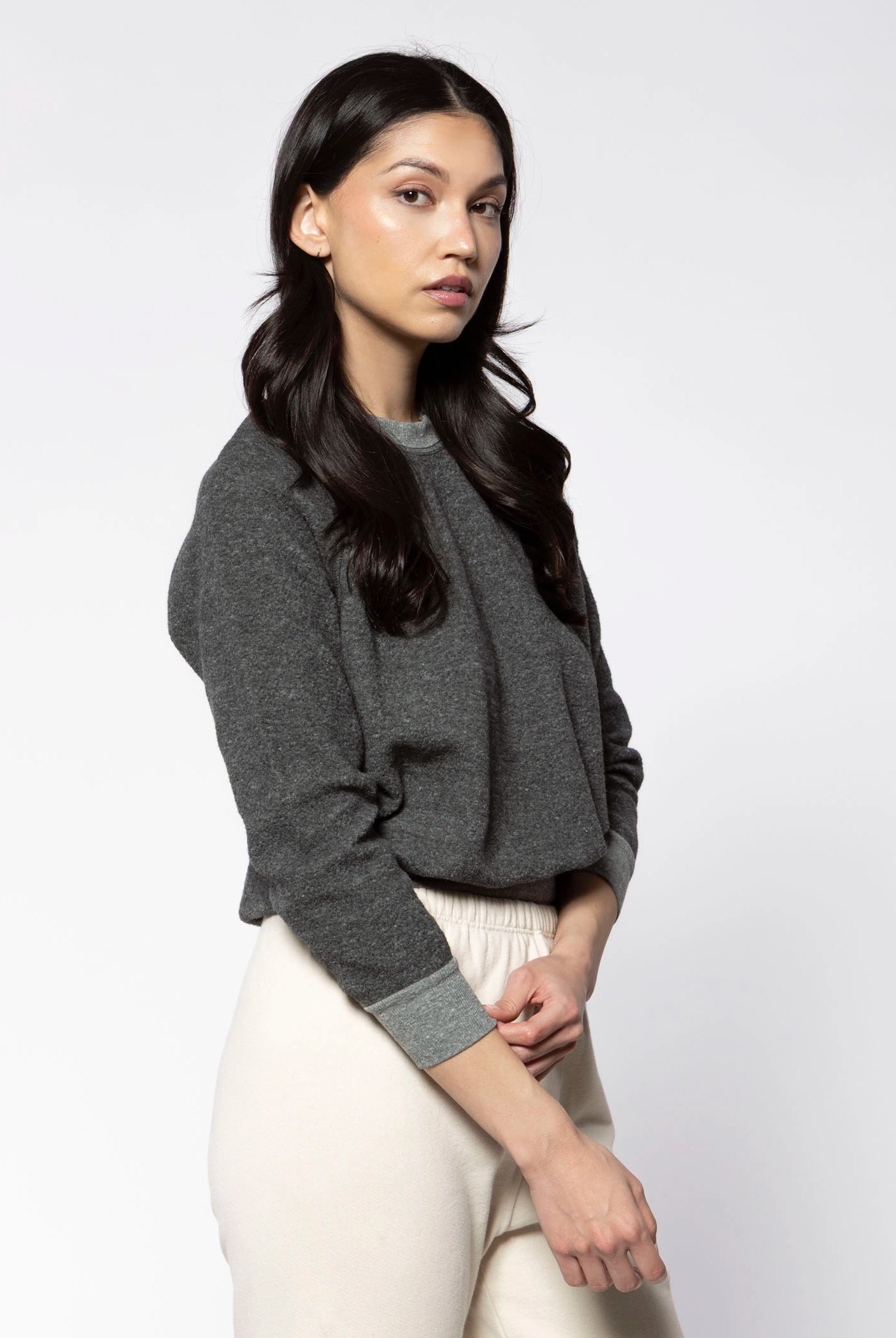 swatch_Dark Grey ziggy reverse fleece sweatshirt