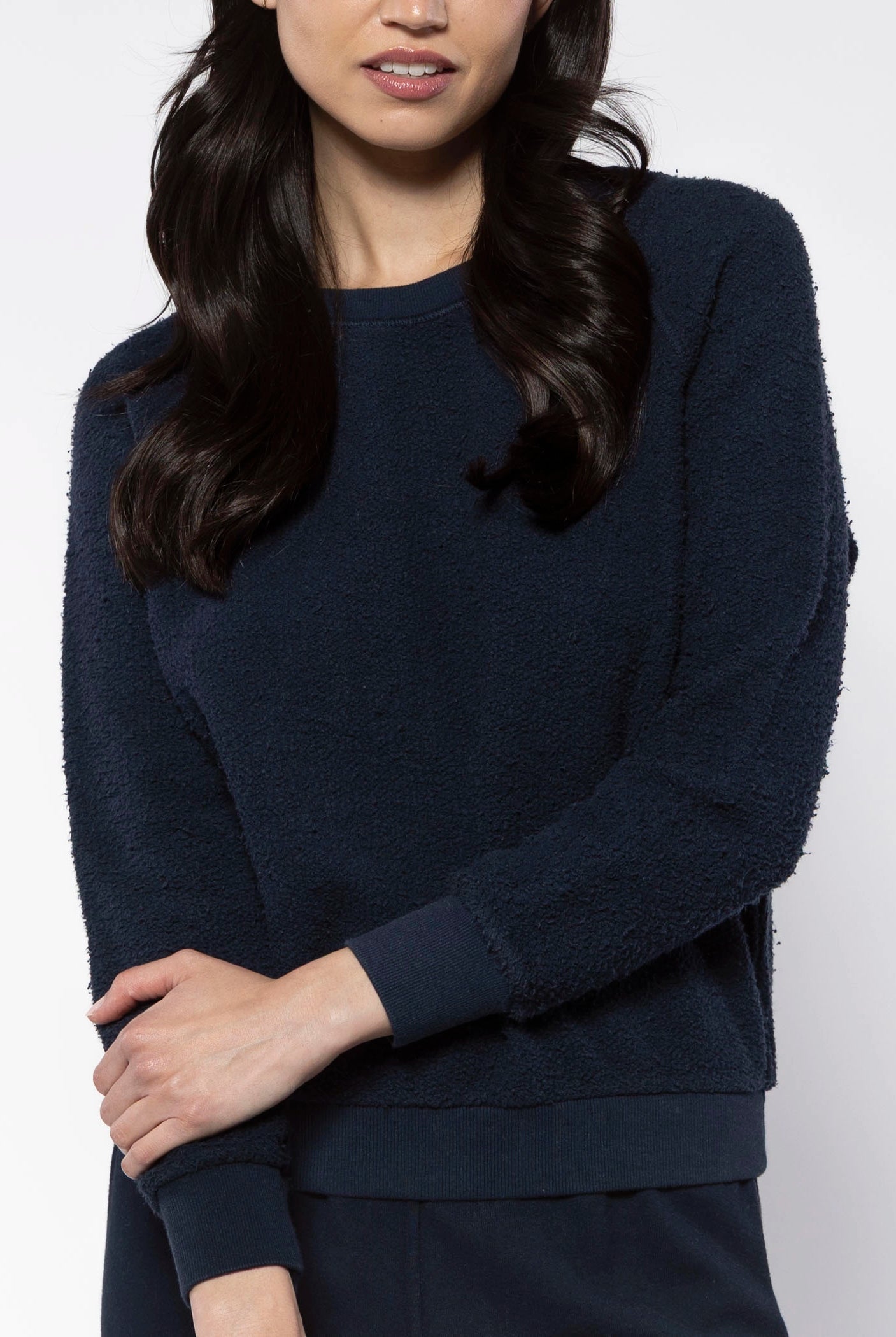 swatch_Navy ziggy reverse fleece sweatshirt