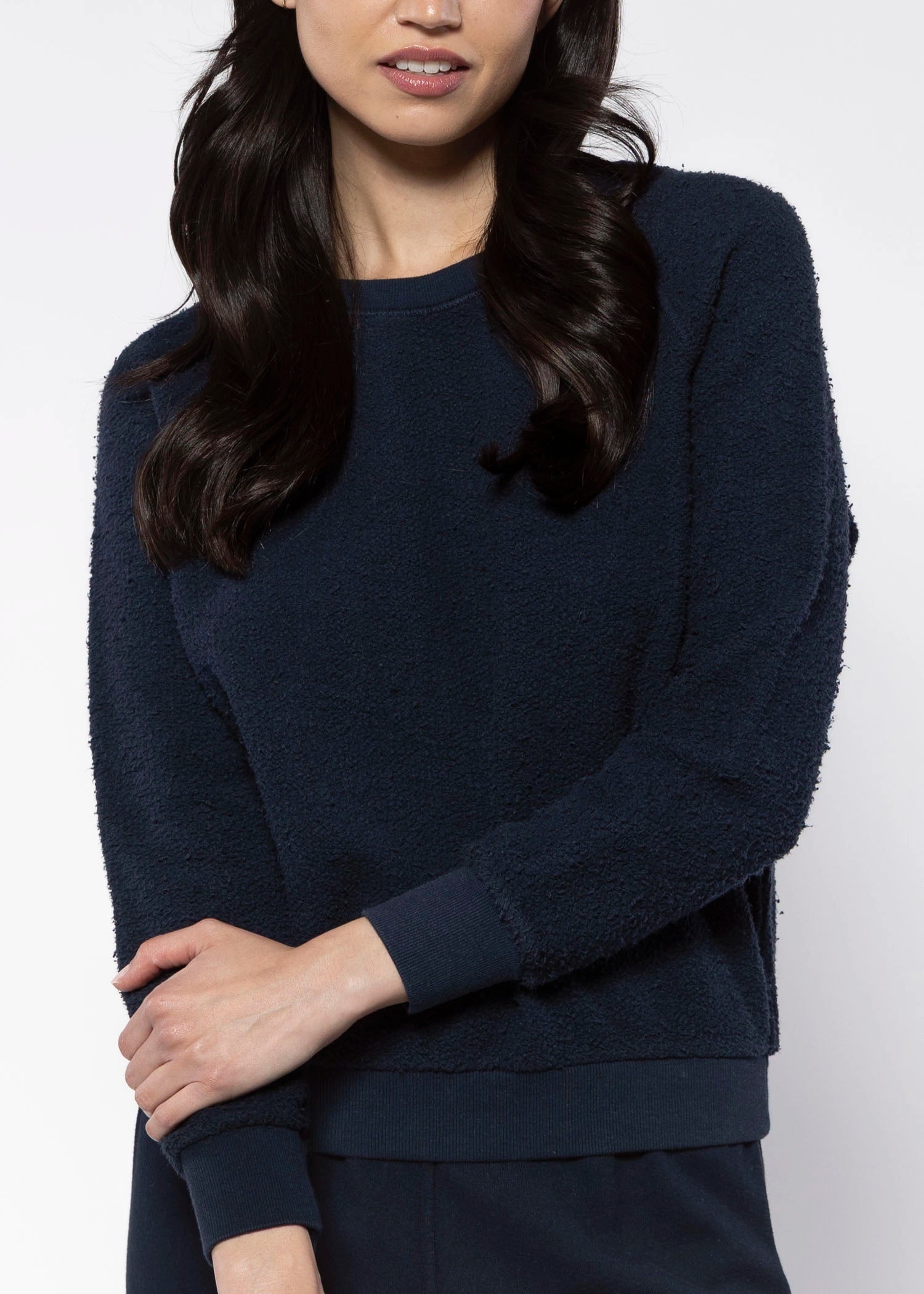 swatch_Navy ziggy reverse fleece sweatshirt