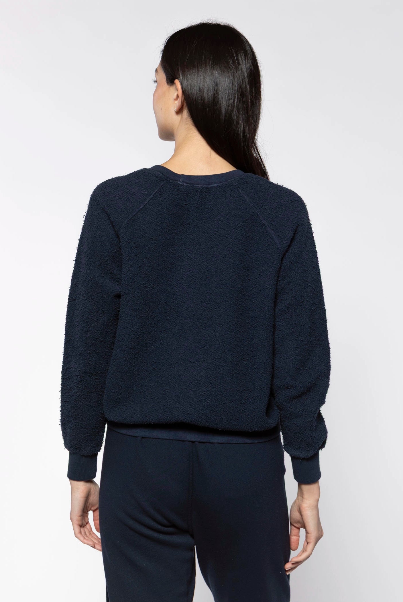 swatch_Navy ziggy reverse fleece sweatshirt