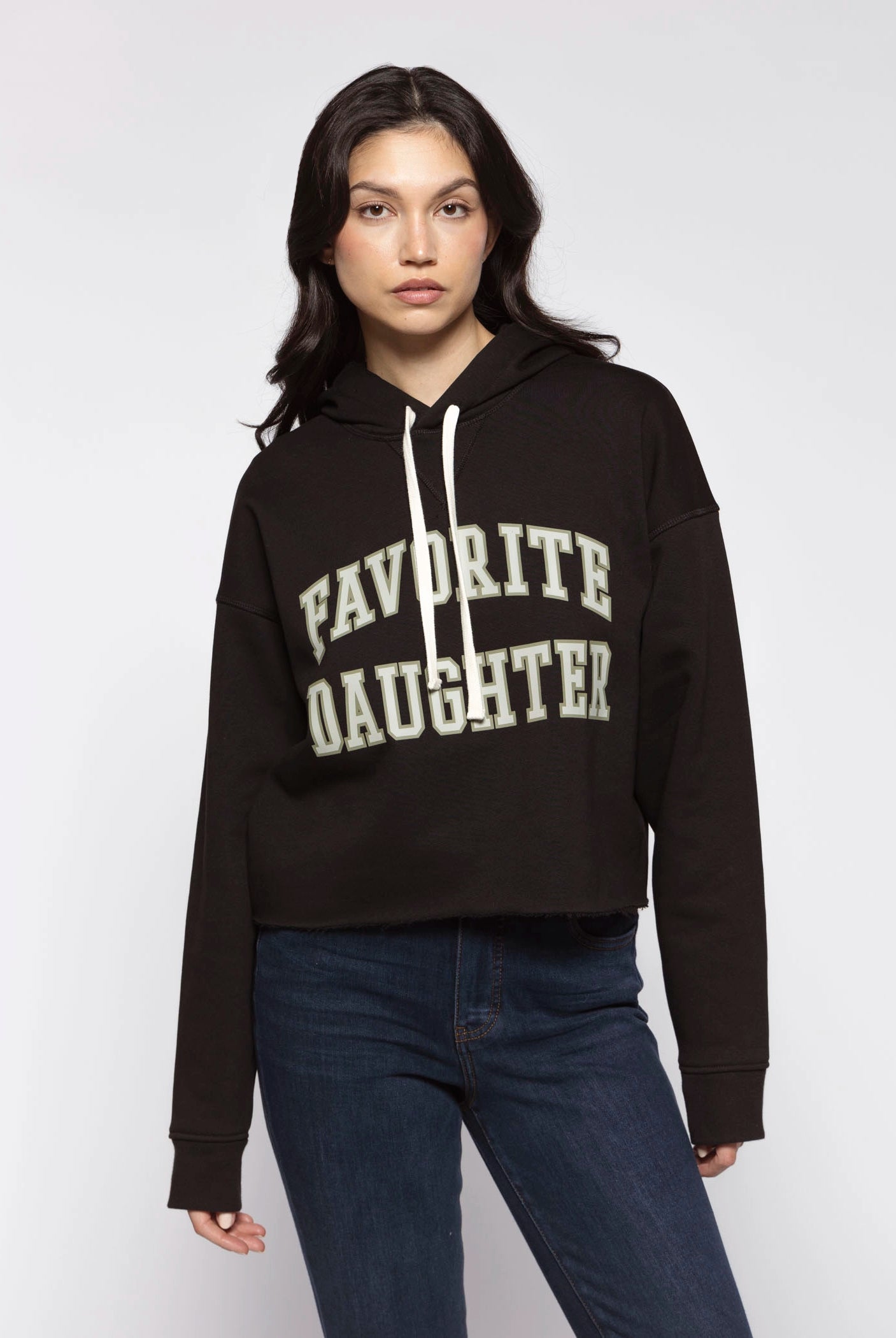 swatch_Black/Stone cropped collegiate hoodie