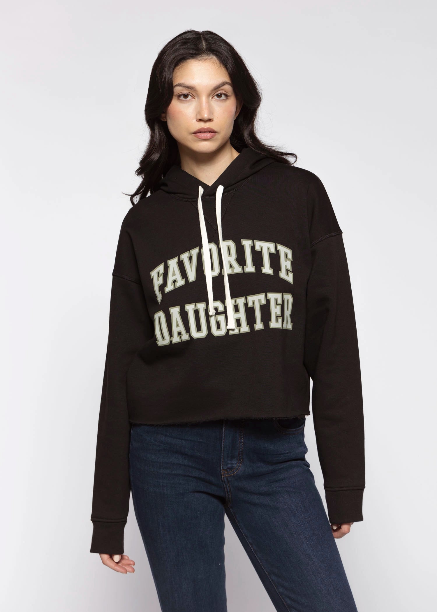 swatch_Black/Stone cropped collegiate hoodie