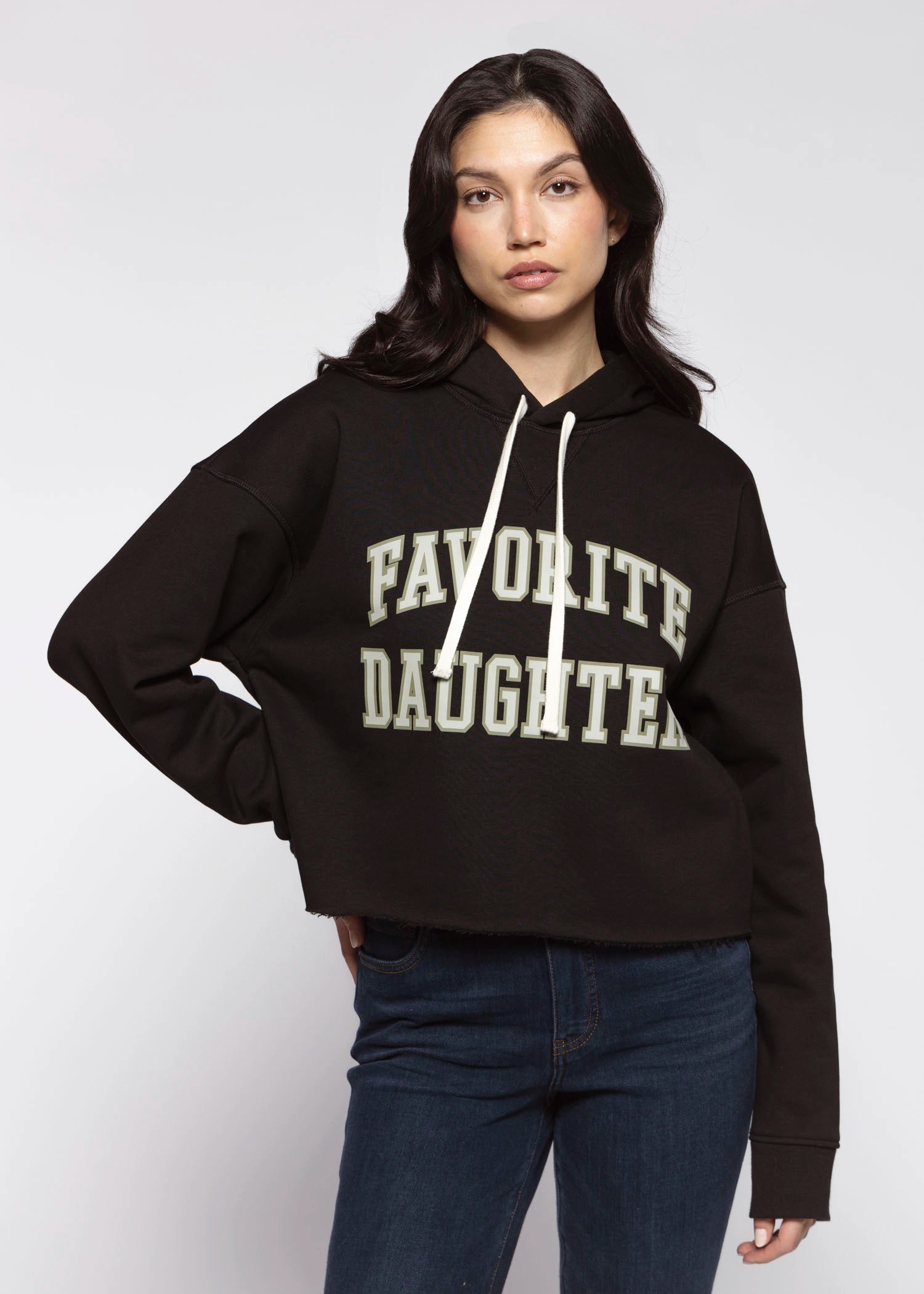 swatch_Black/Stone cropped collegiate hoodie