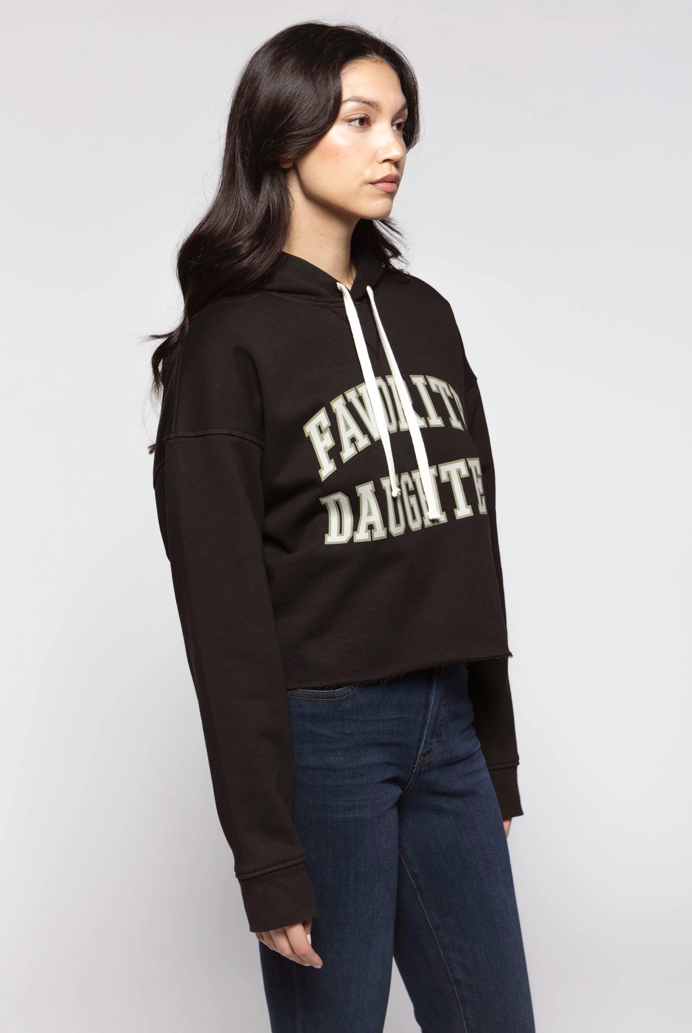 swatch_Black/Stone cropped collegiate hoodie