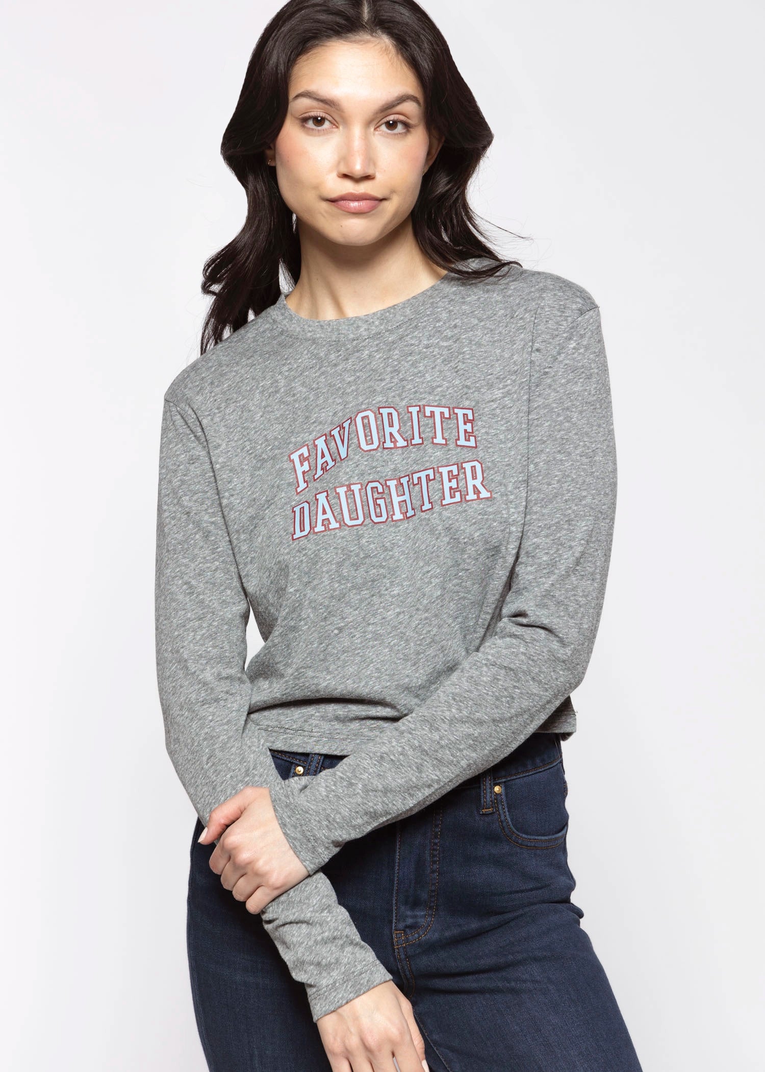 swatch_Heather Grey/Light Blue favorite daughter long sleeve tee