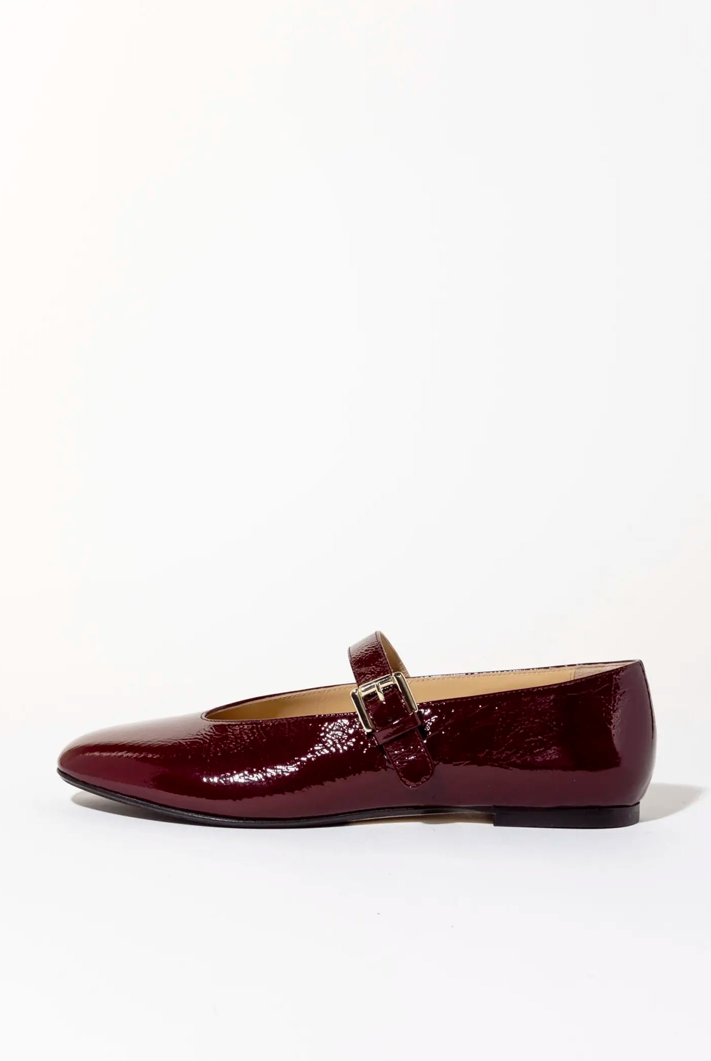 swatch_cherry patent leather mary jane flat shoes