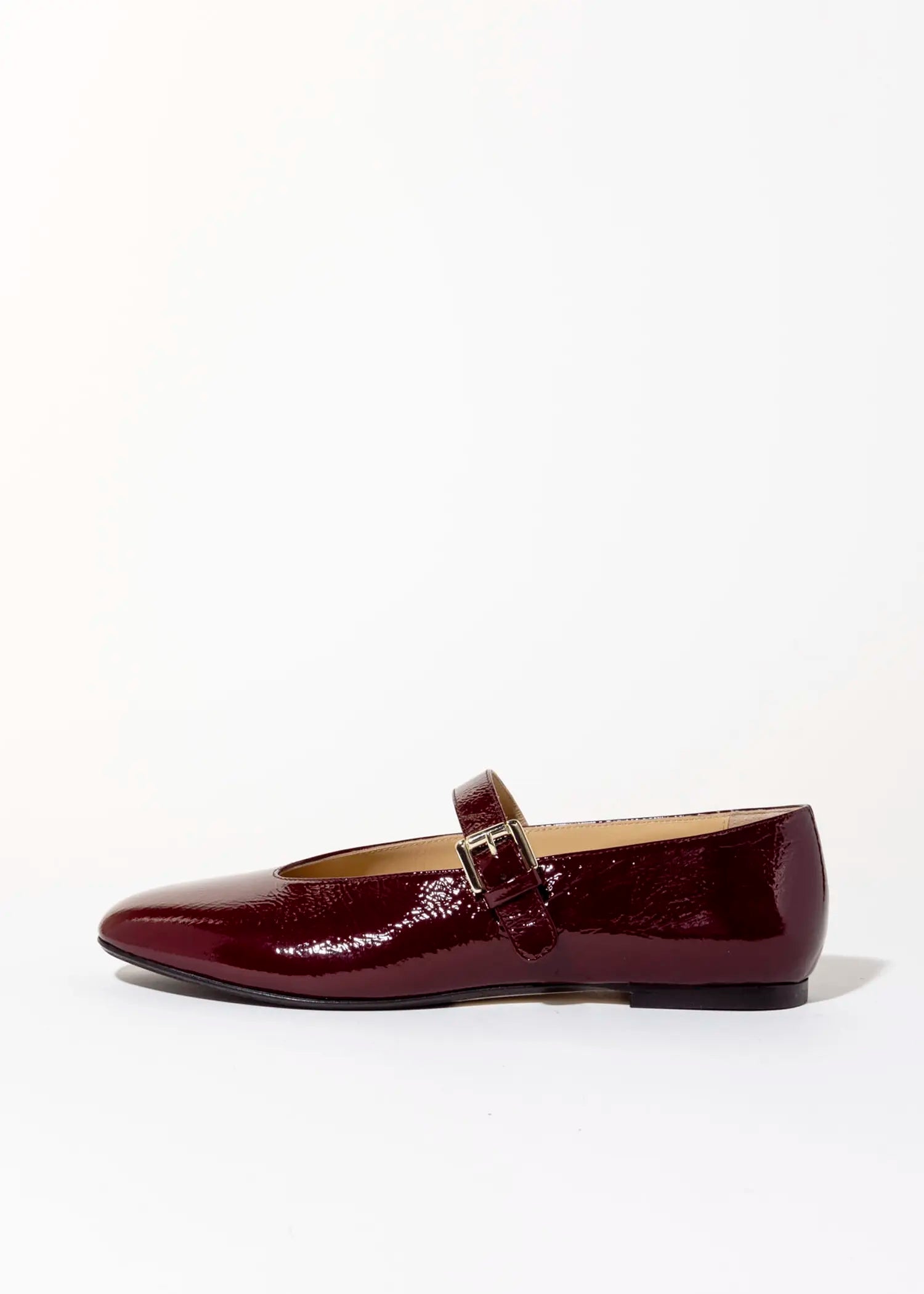 swatch_cherry patent leather mary jane flat shoes