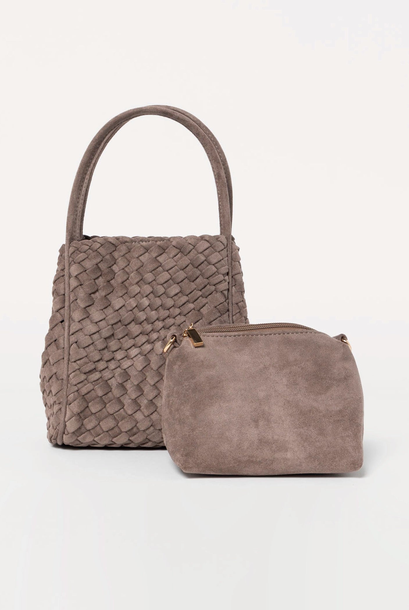 swatch_Dark Taupe hollace woven suede bag