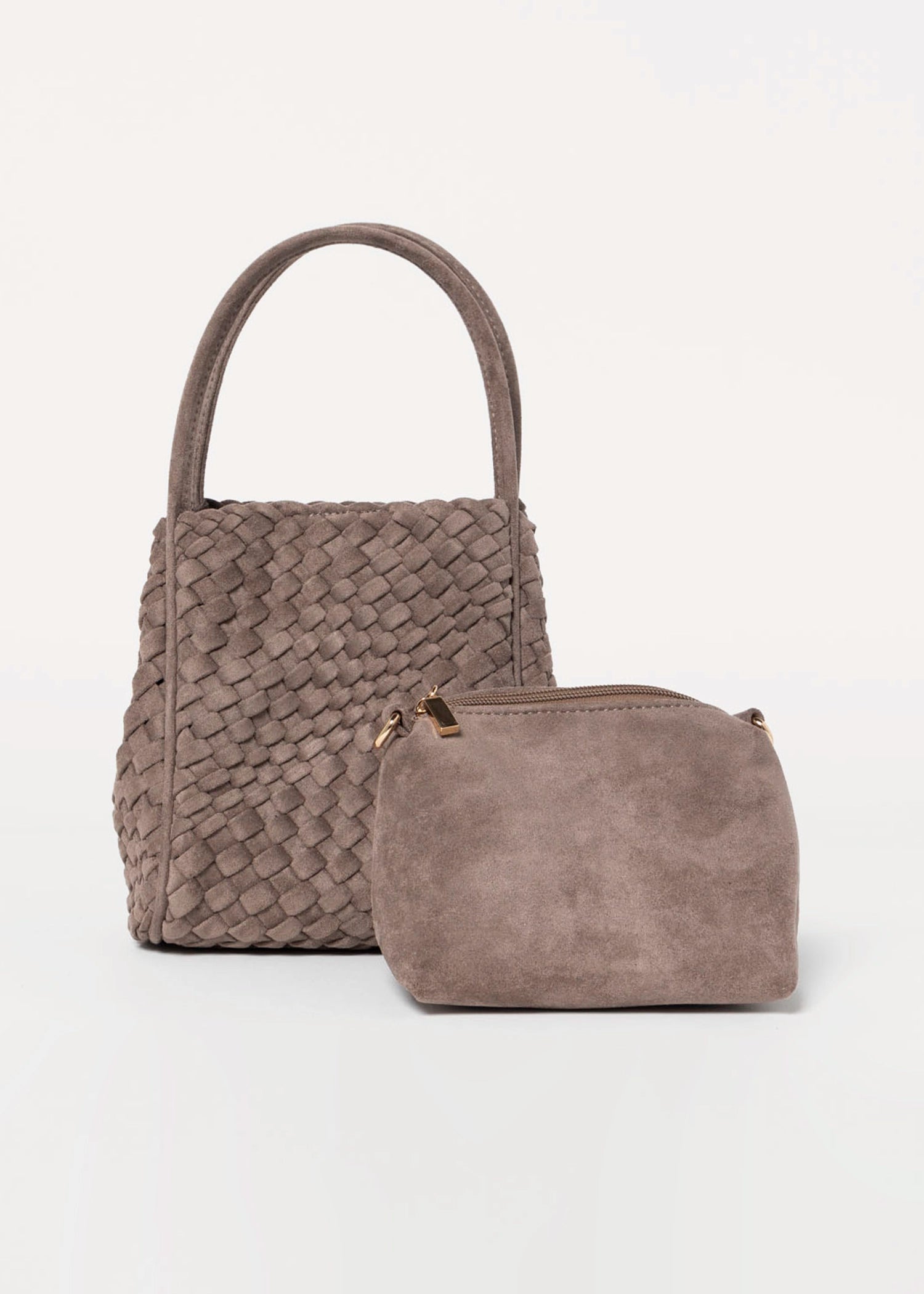 swatch_Dark Taupe hollace woven suede bag