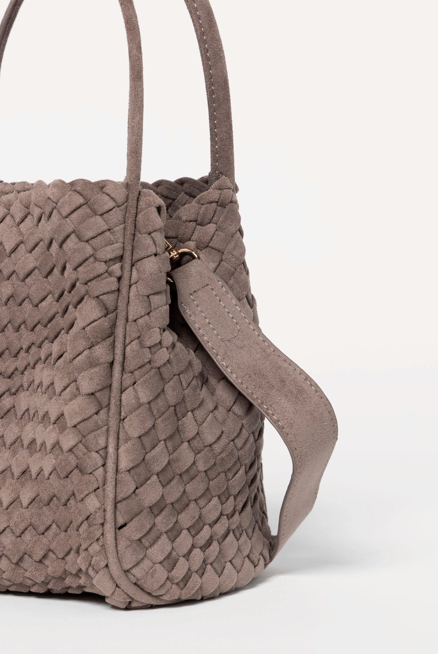 swatch_Dark Taupe hollace woven suede bag