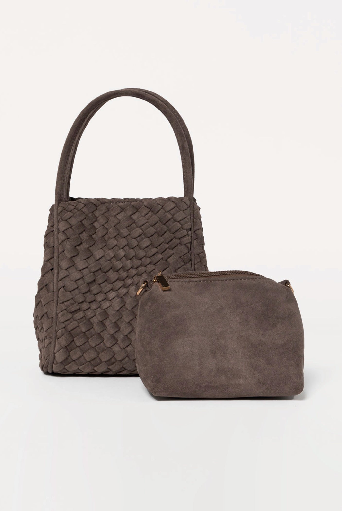 swatch_Brown hollace woven suede bag