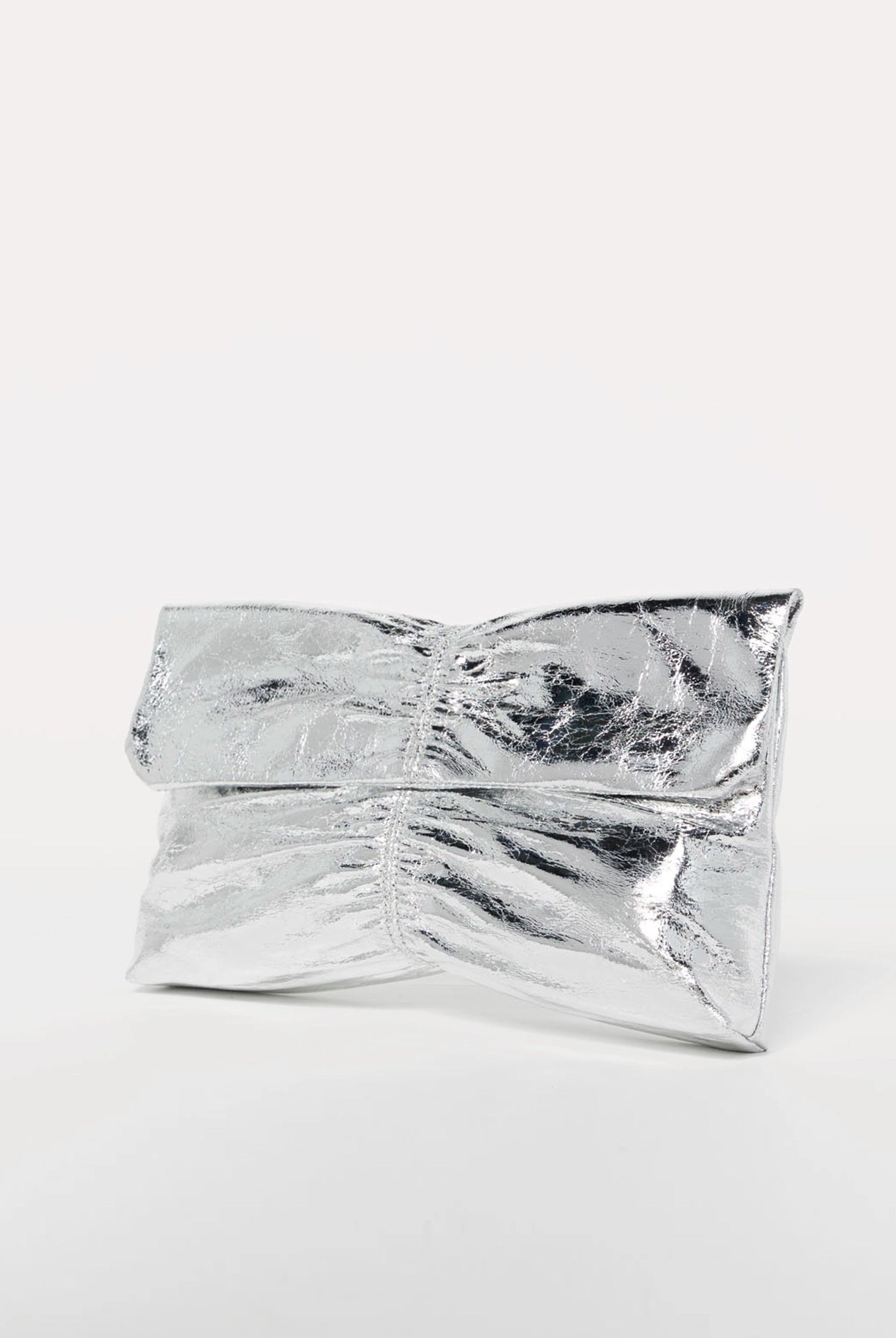 swatch_Silver ruched evening clutch