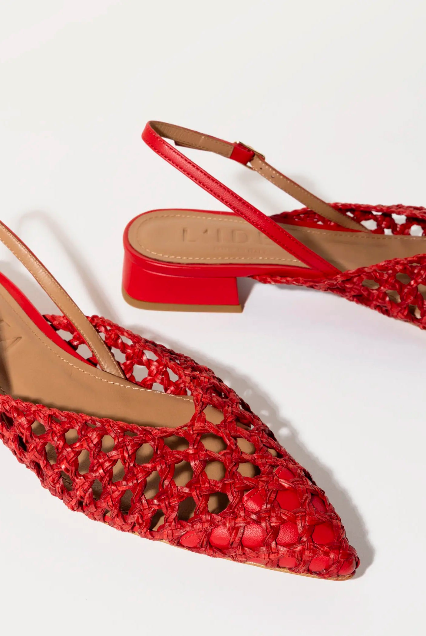 swatch_red leather lussy woven slingback flat shoes