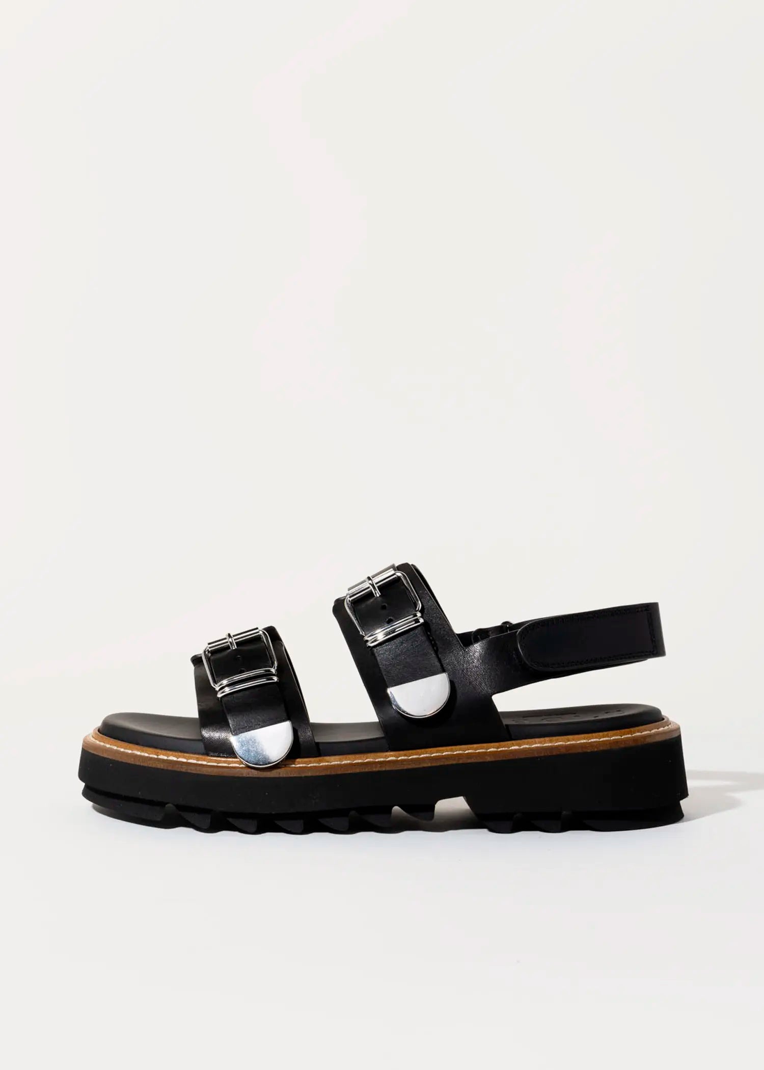 swatch_black leather comfort leather sandal platform sandals
