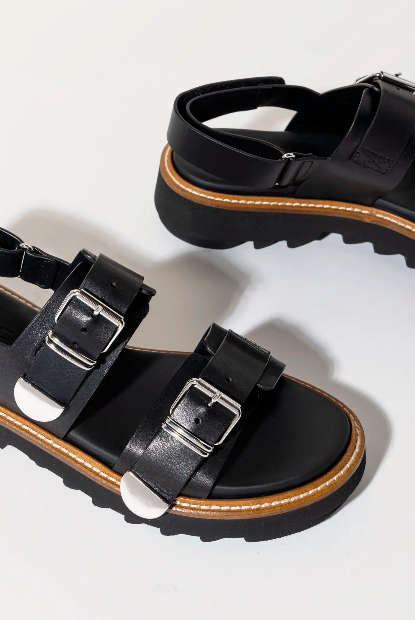 swatch_black leather comfort leather sandal platform sandals