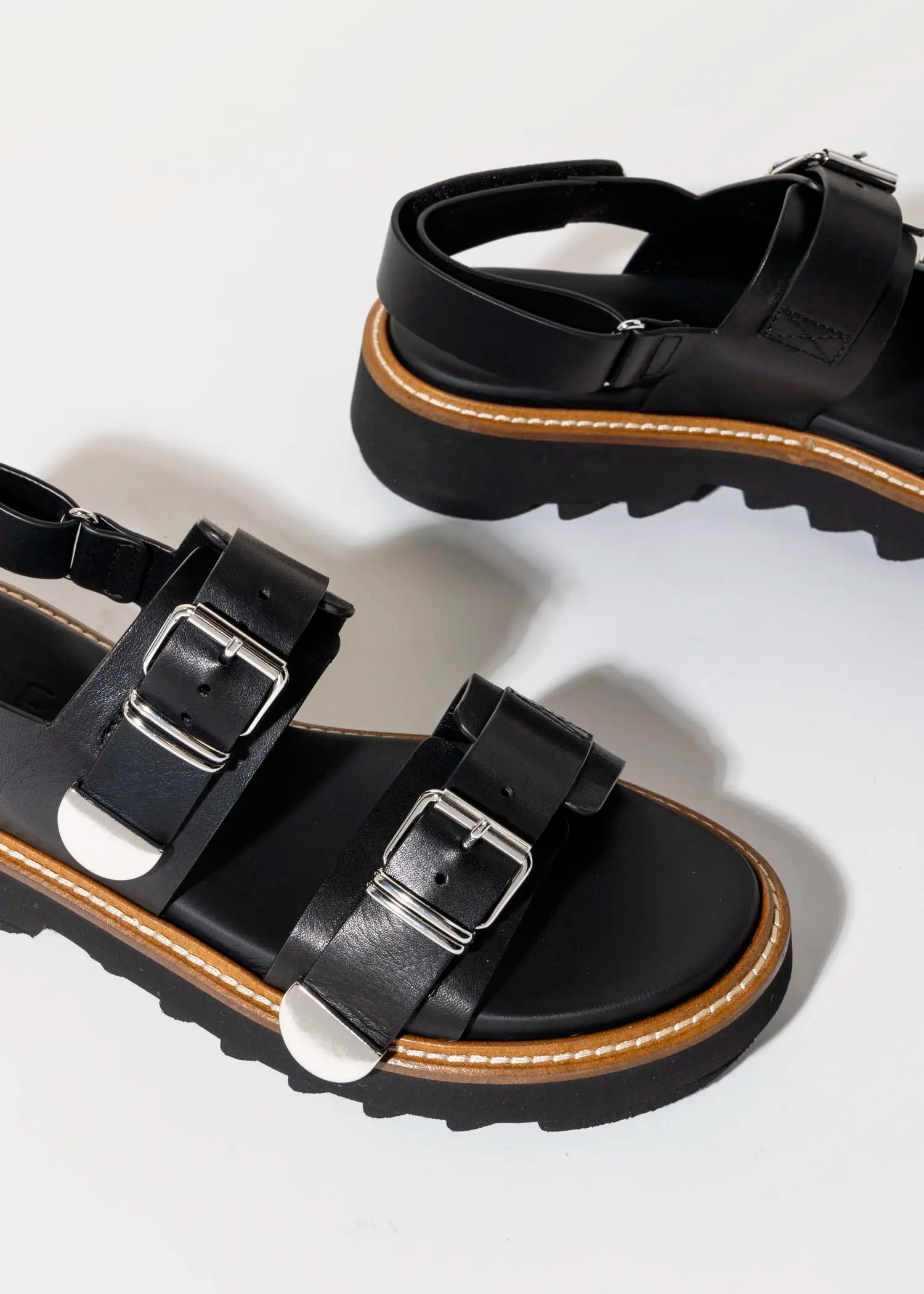 swatch_black leather comfort leather sandal platform sandals