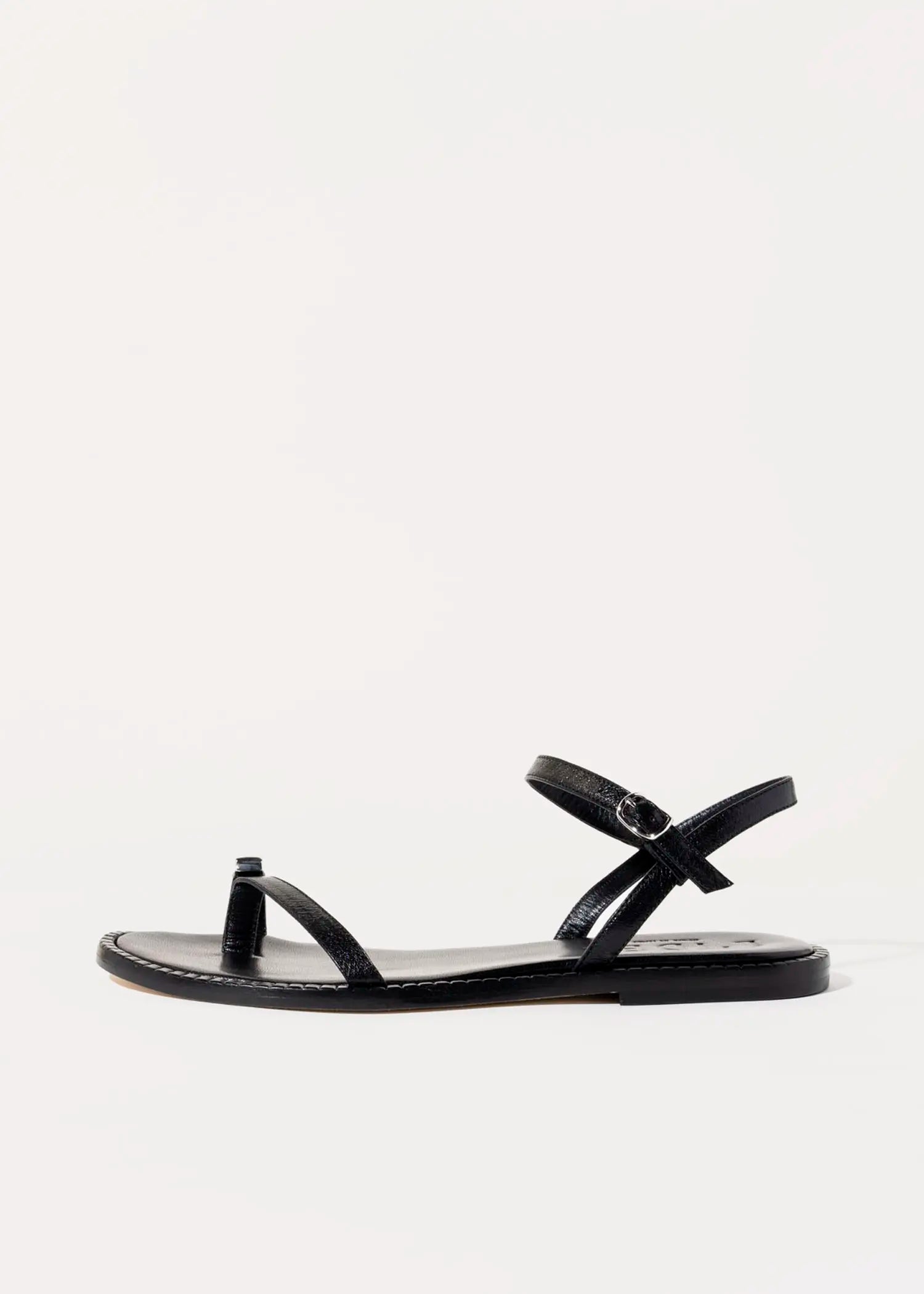swatch_black leather leather toe ring sandal flat sandals
