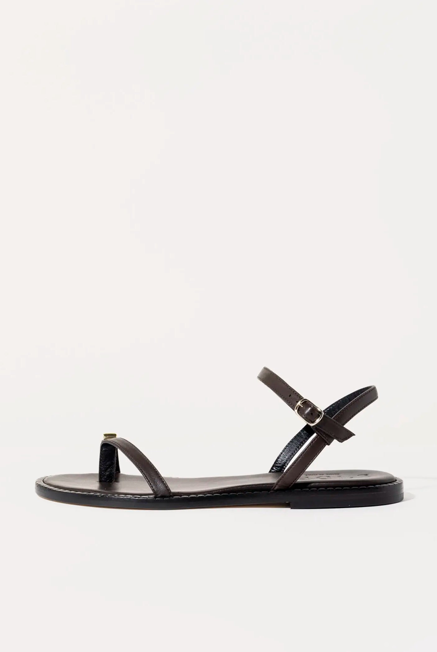 swatch_dark brown leather leather toe ring sandal flat sandals
