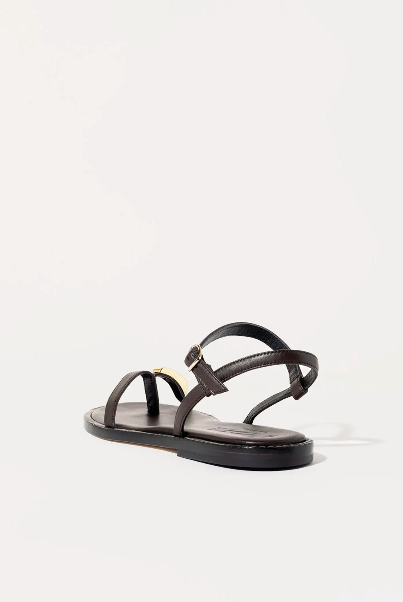swatch_dark brown leather leather toe ring sandal flat sandals