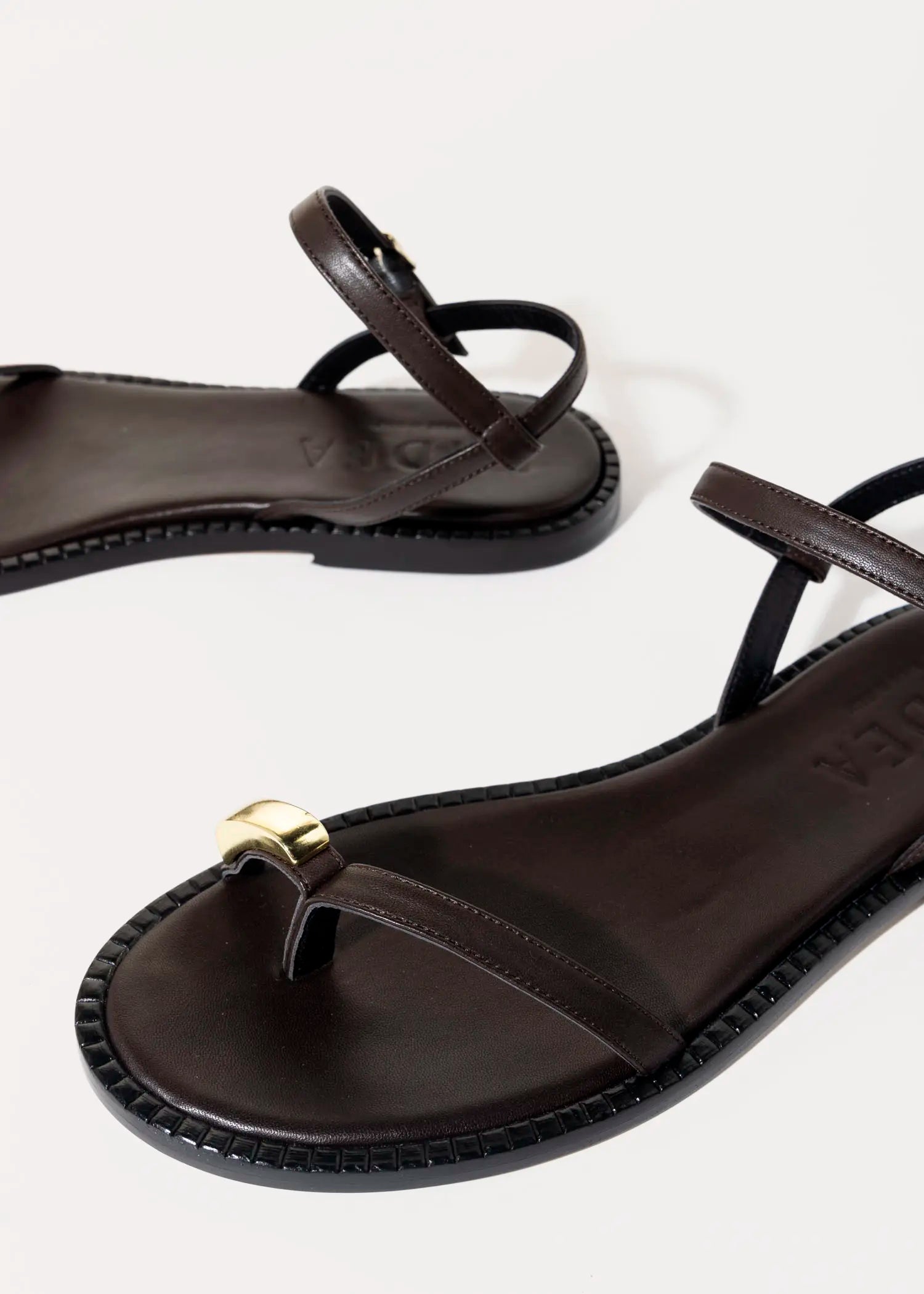 swatch_dark brown leather leather toe ring sandal flat sandals