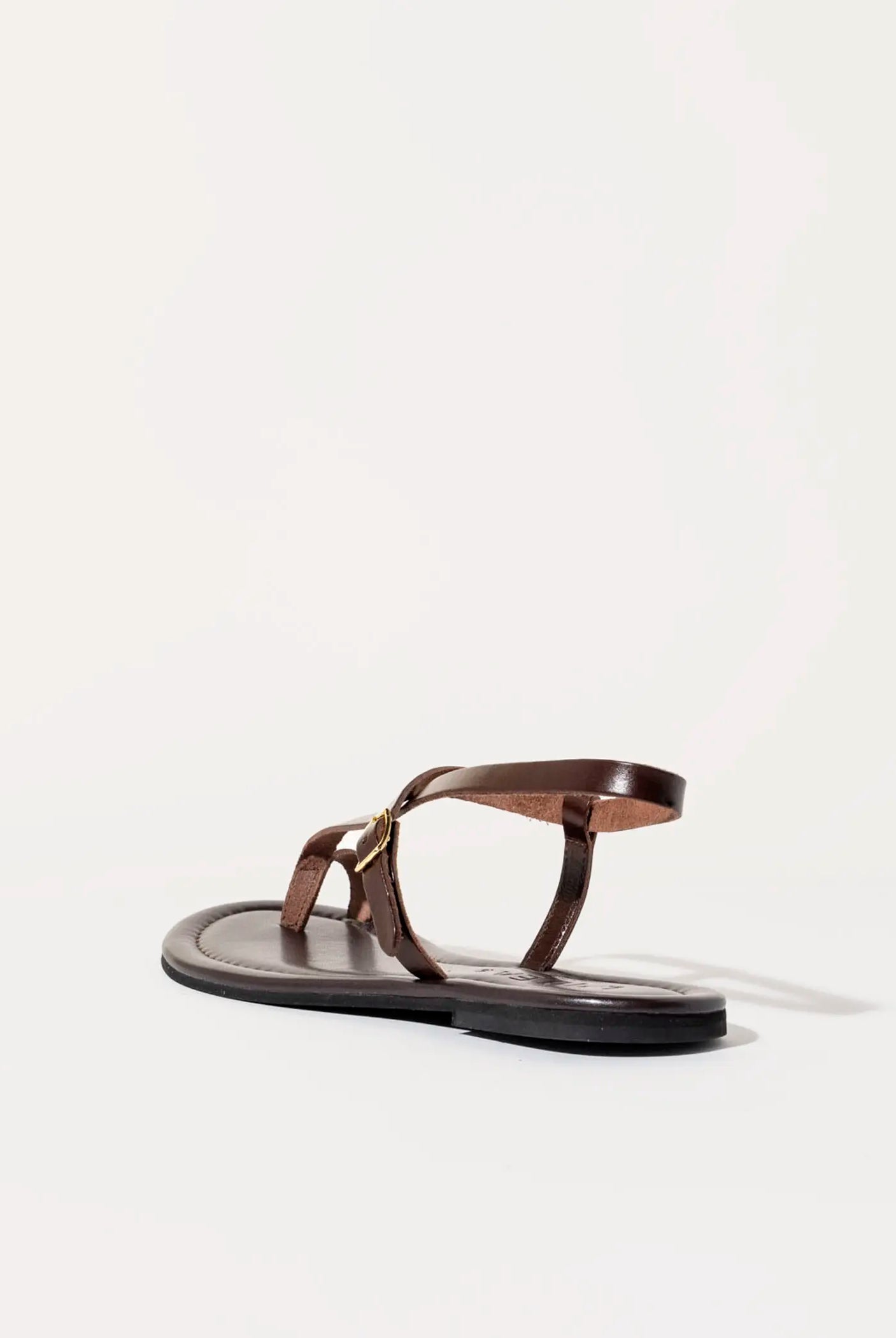 swatch_dark brown leather strappy leather sandal flat sandals