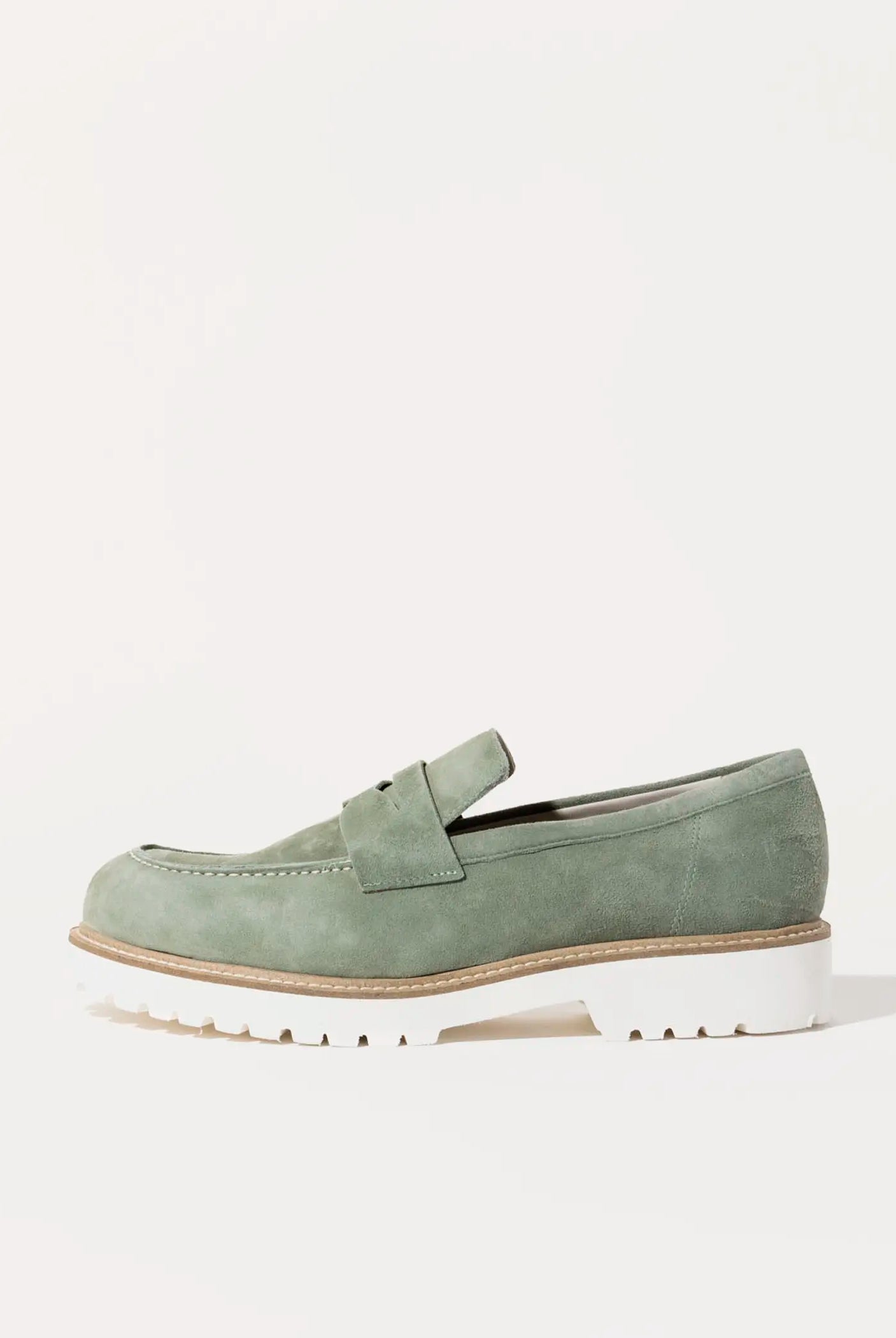 swatch_sage suede suede penny loafer flat shoes