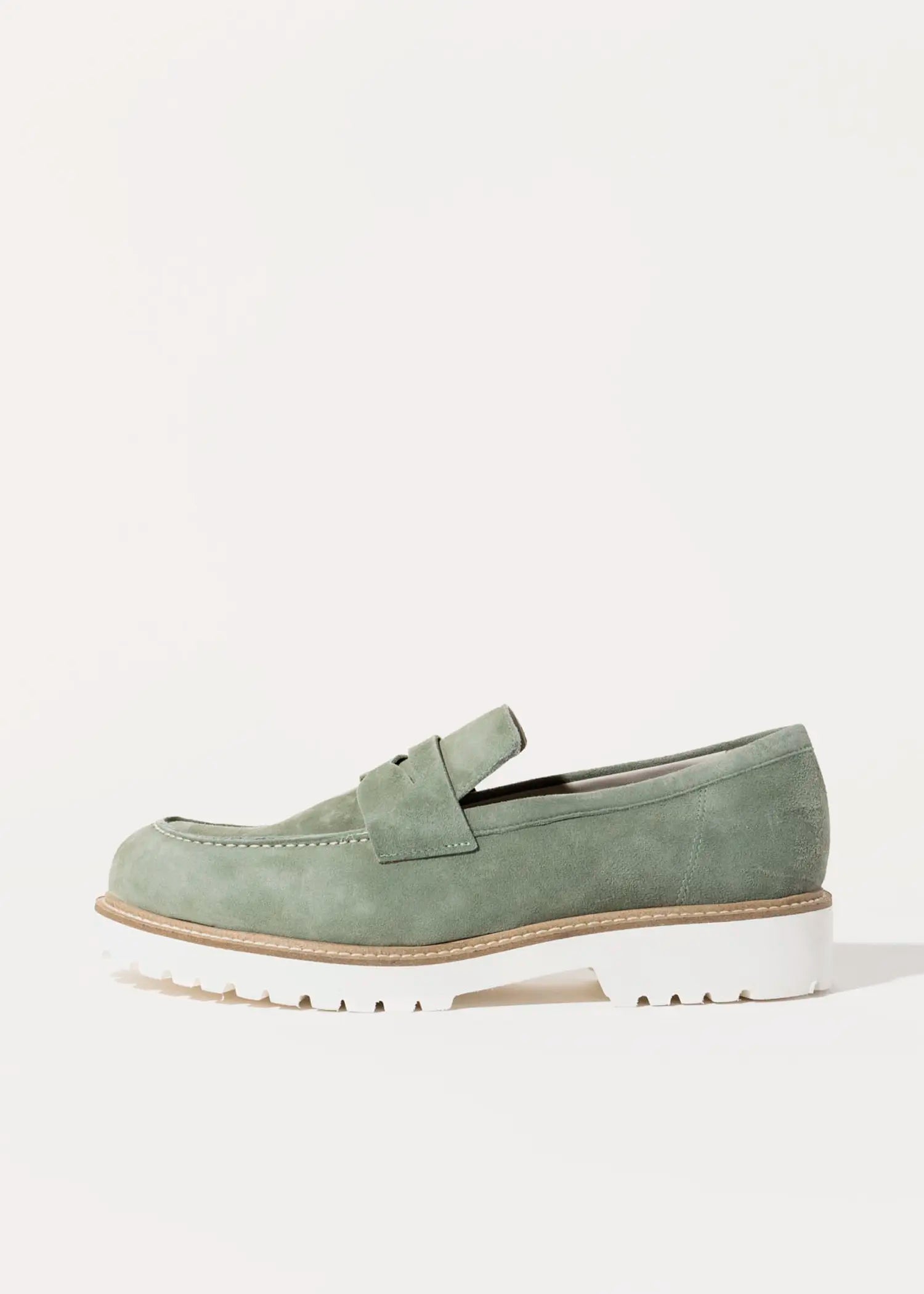swatch_sage suede suede penny loafer flat shoes