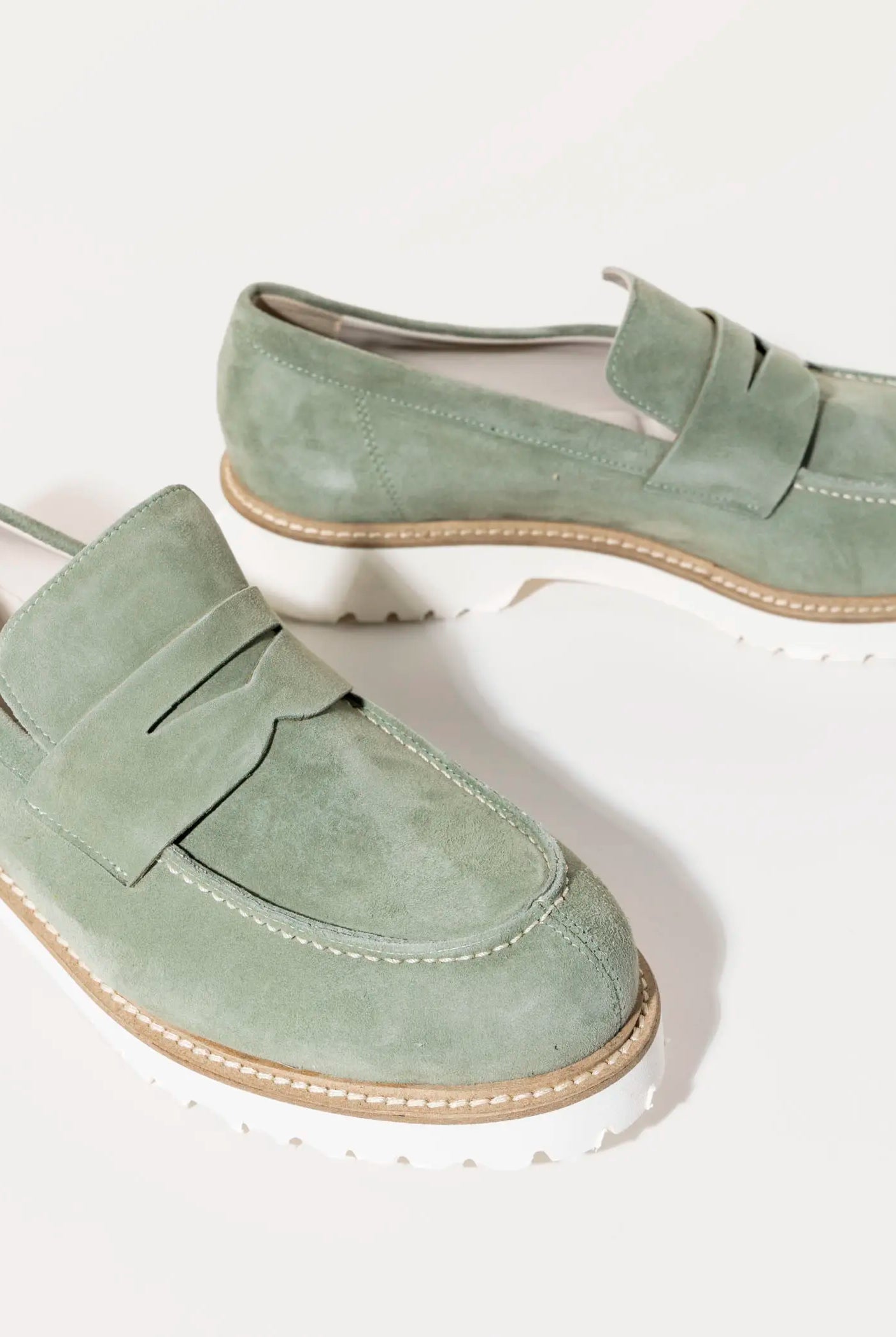 swatch_sage suede suede penny loafer flat shoes