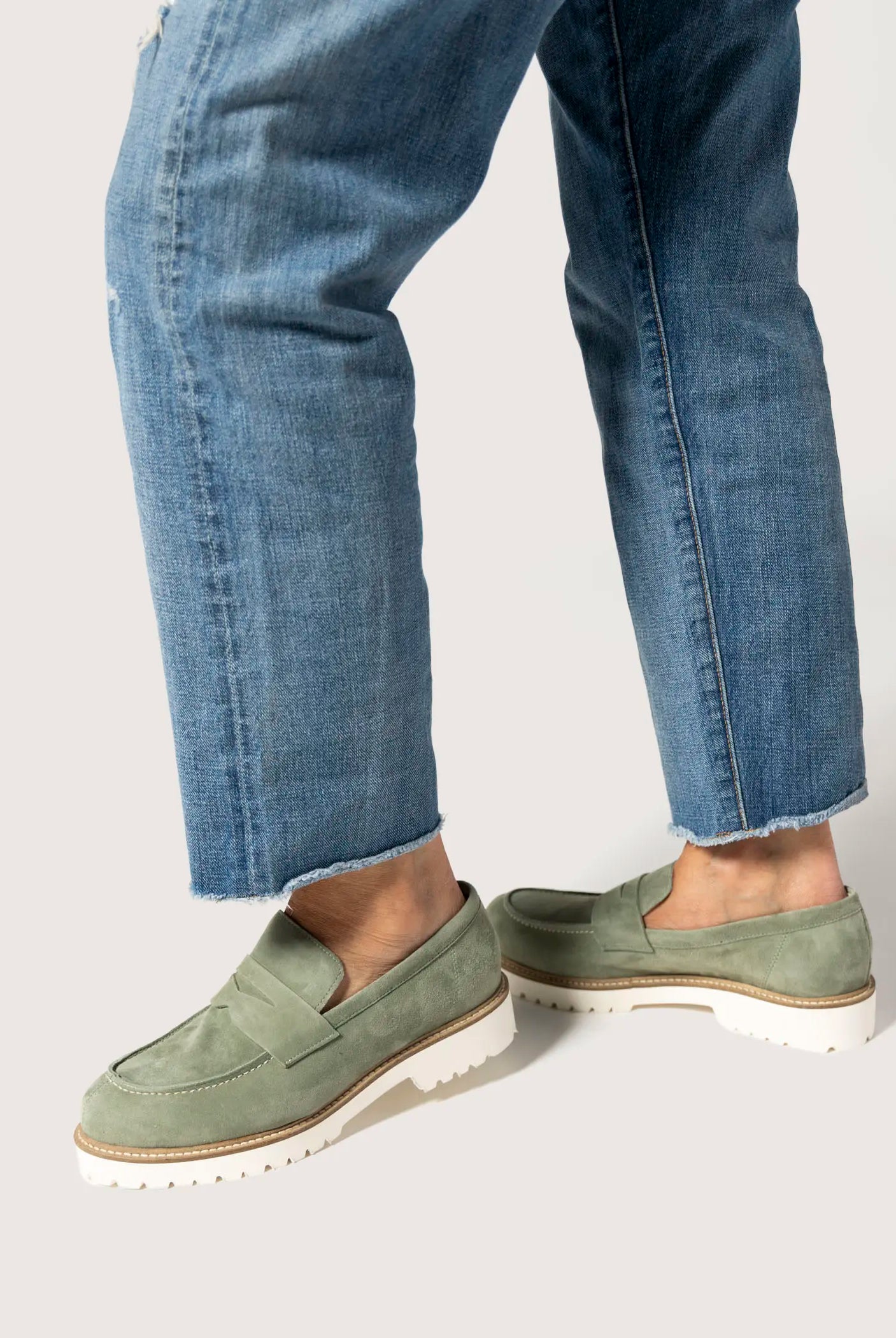 swatch_sage suede suede penny loafer flat shoes