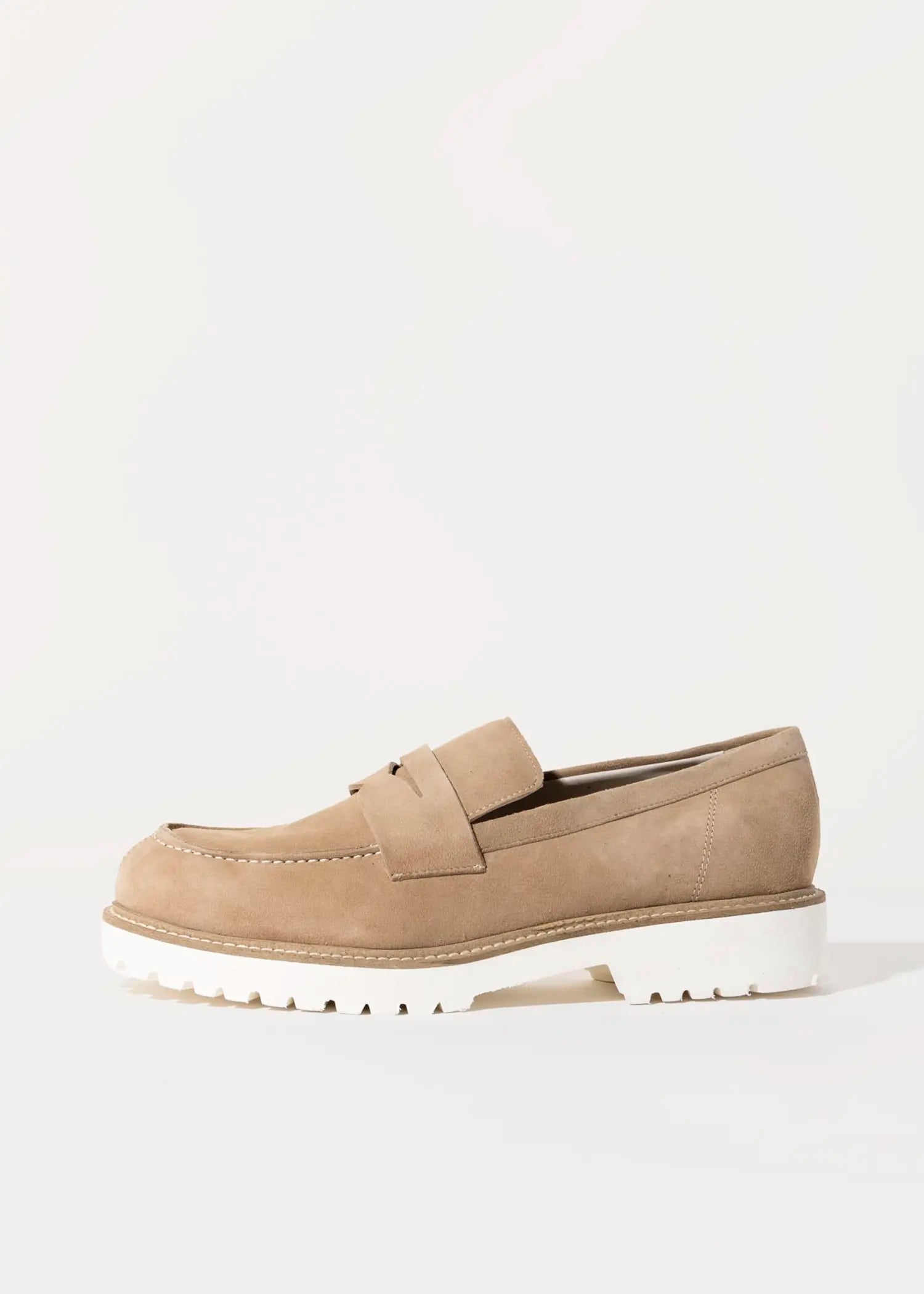 swatch_sand suede suede penny loafer flat shoes