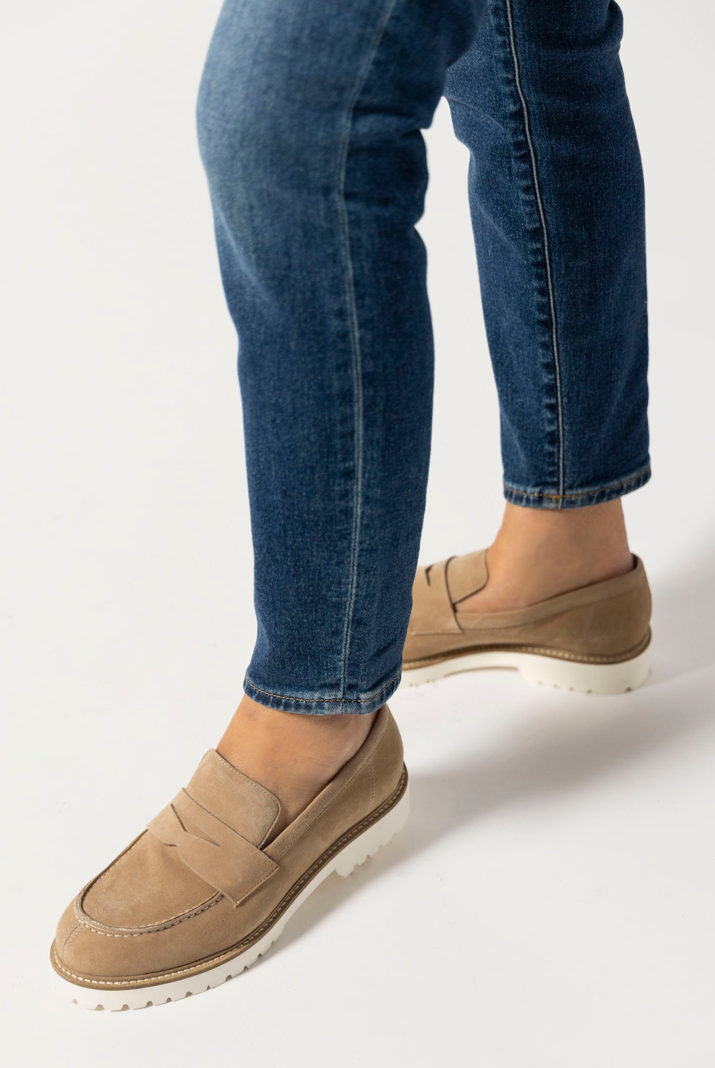 swatch_sand suede suede penny loafer flat shoes