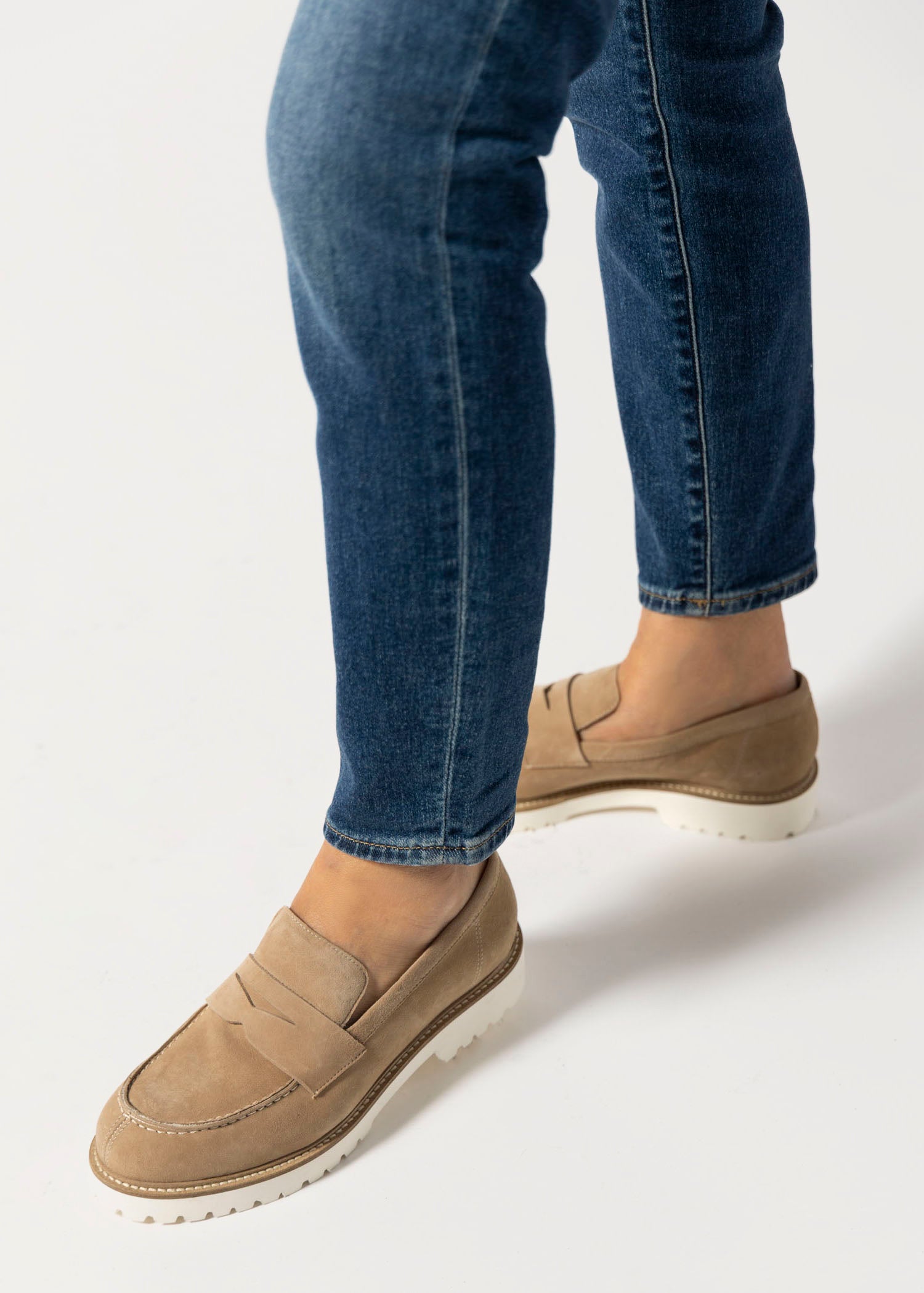 swatch_sand suede suede penny loafer flat shoes