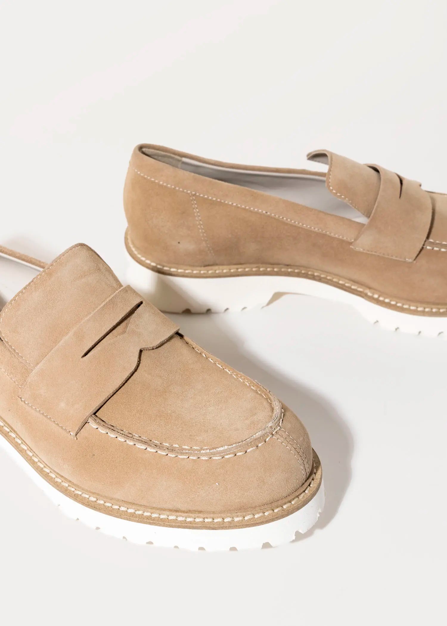 swatch_sand suede suede penny loafer flat shoes