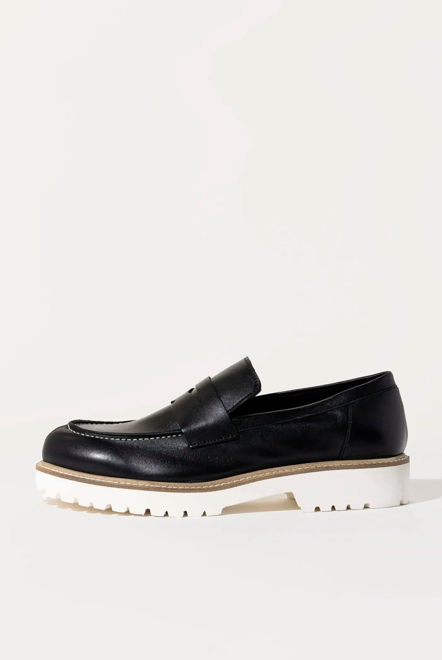 swatch_black leather leather penny loafer flat shoes