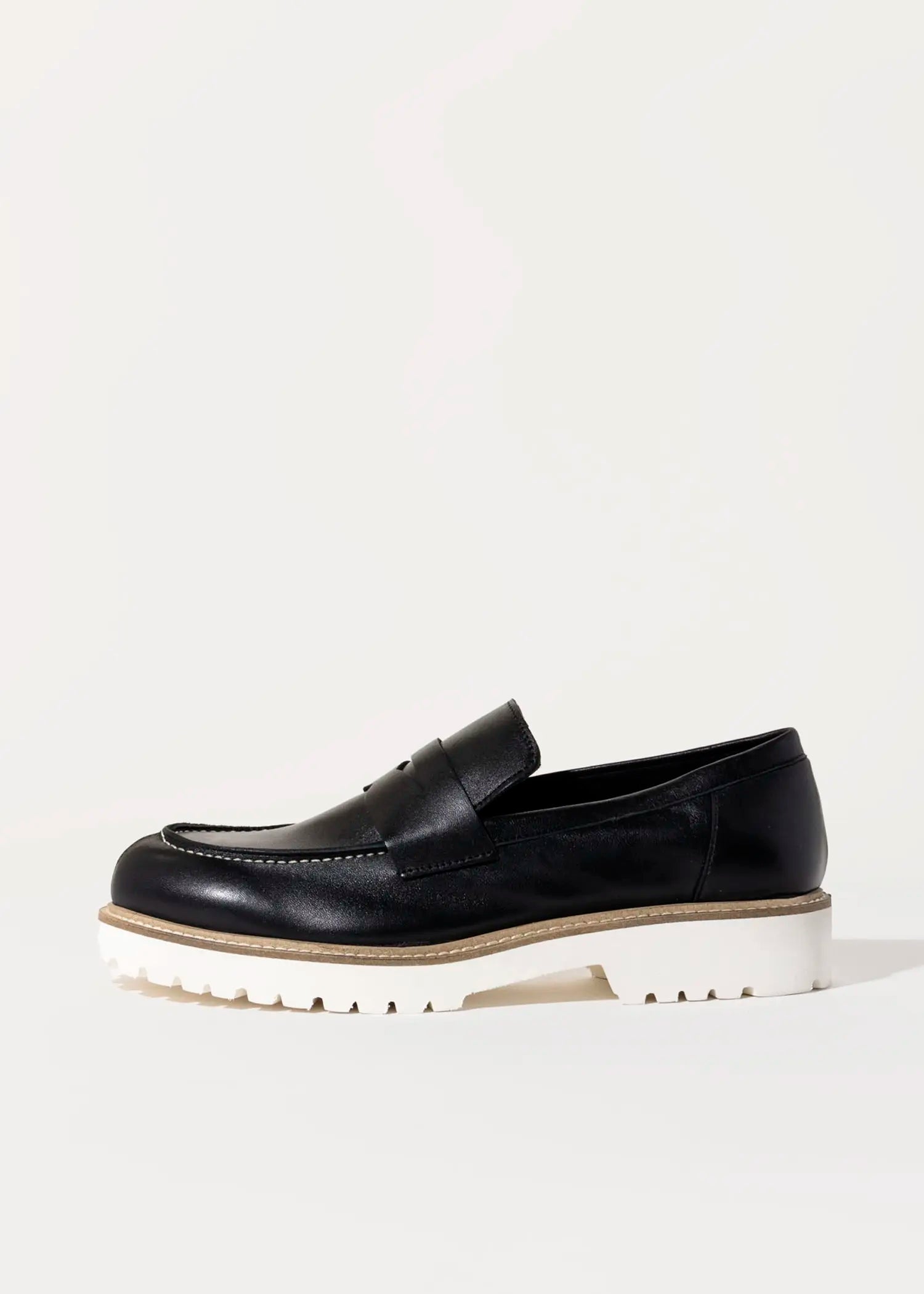 swatch_black leather leather penny loafer flat shoes