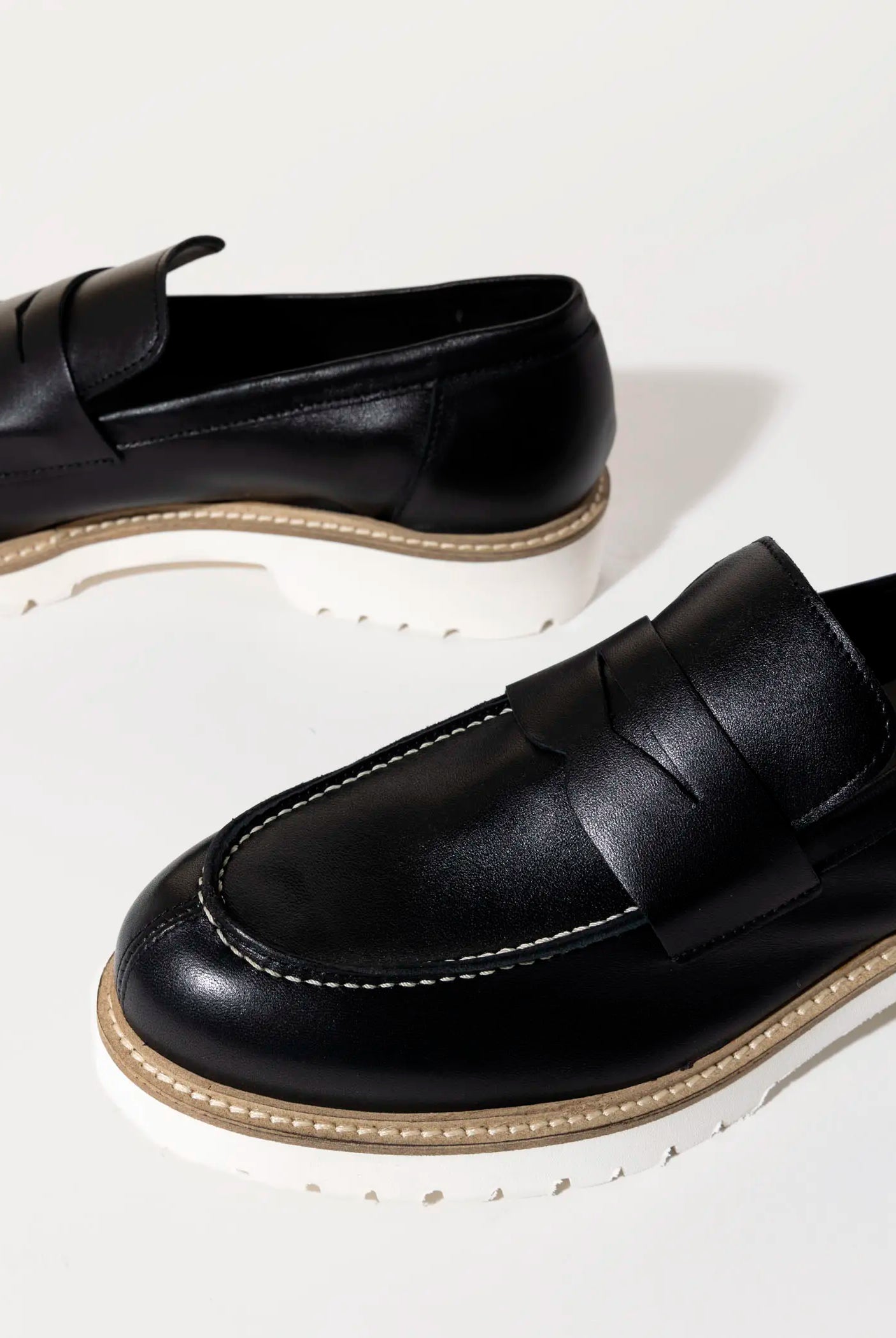swatch_black leather leather penny loafer flat shoes