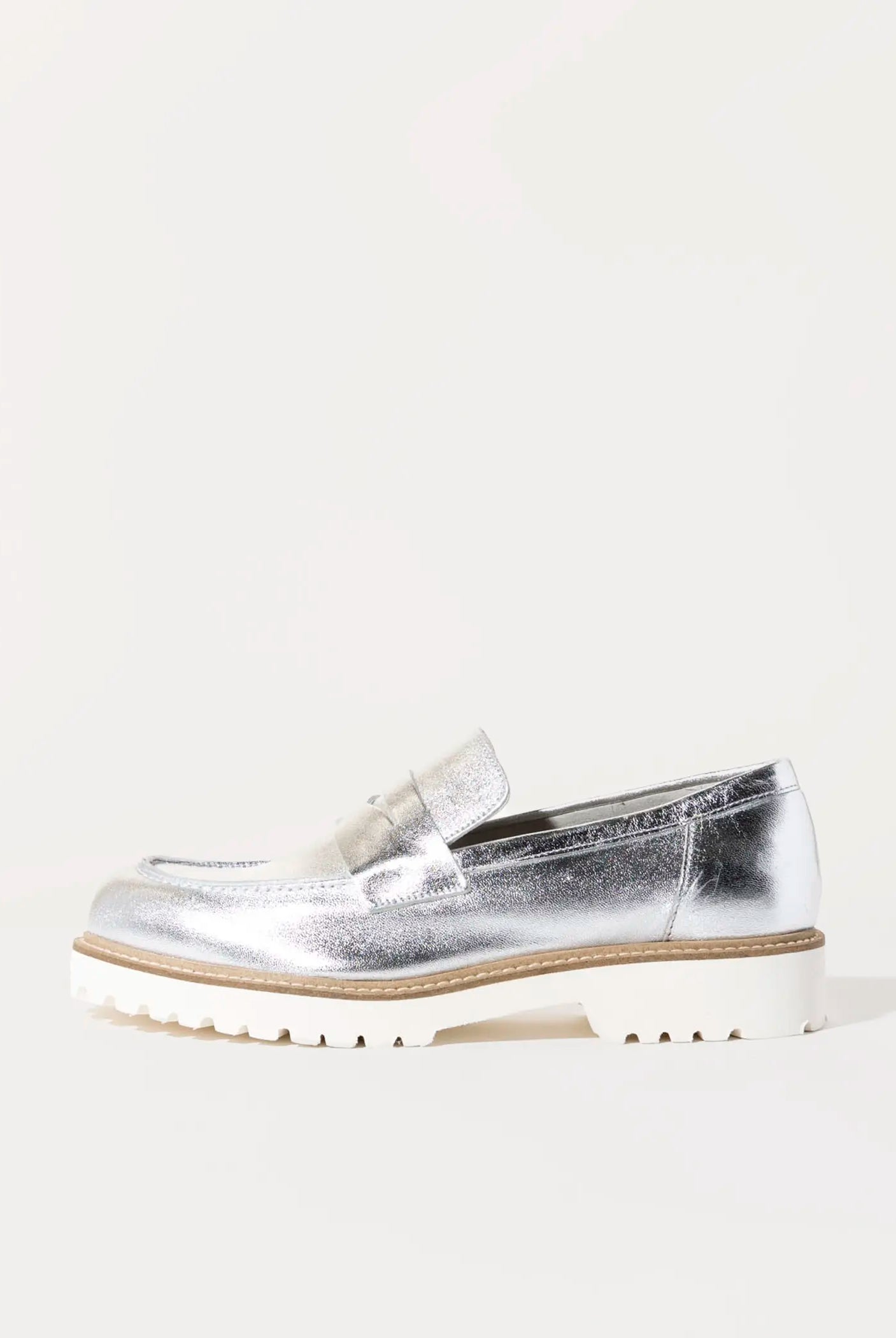 swatch_silver leather leather penny loafer flat shoes
