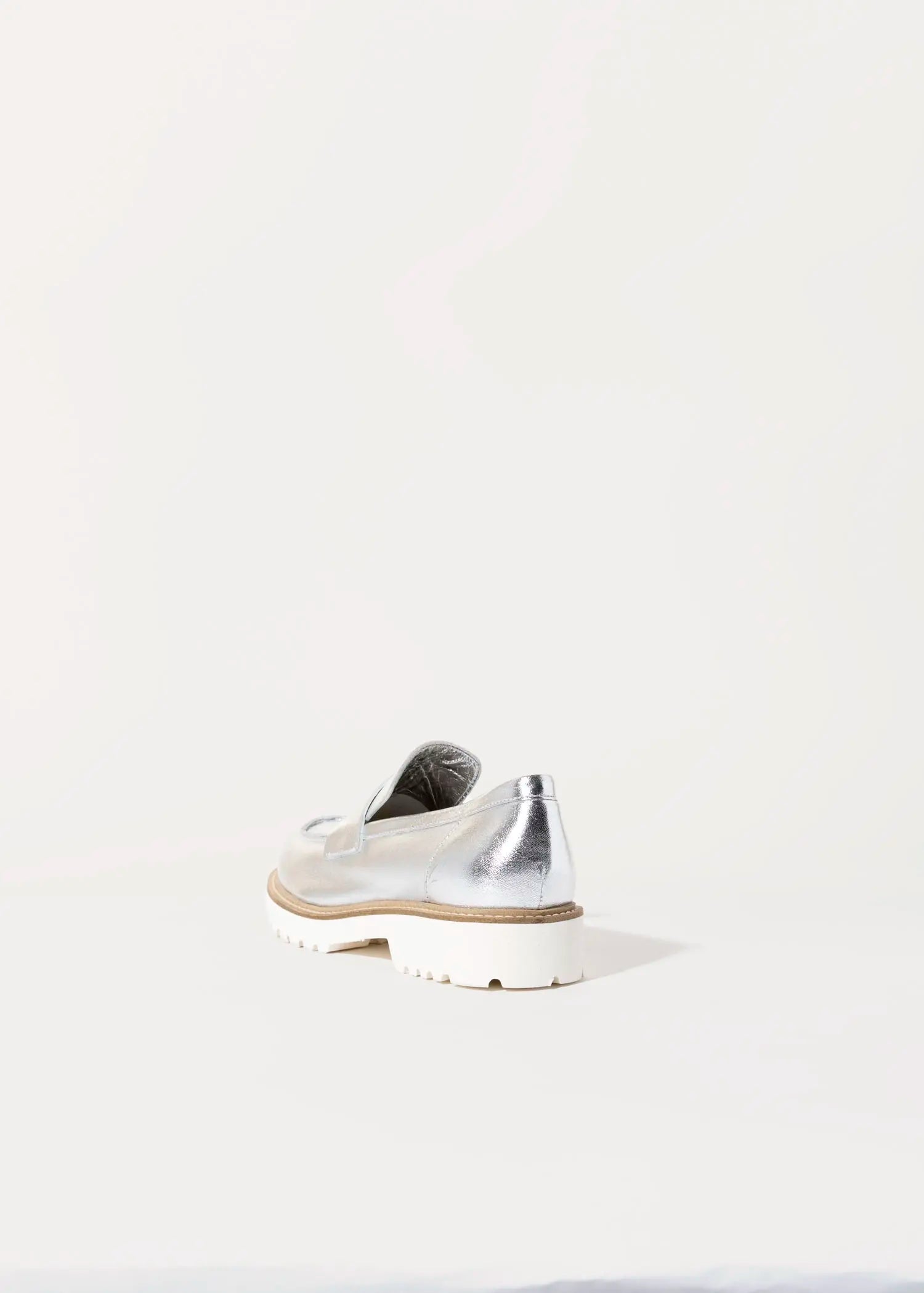 swatch_silver leather leather penny loafer flat shoes